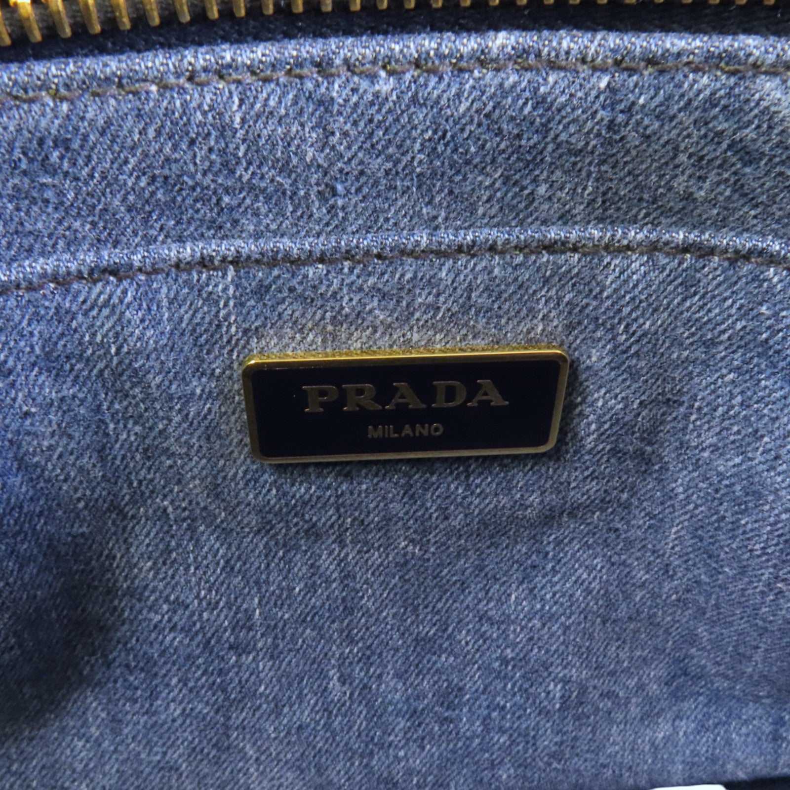 PRADA 牛仔布2Way Shoulder Bag金扣手挽肩背兩用袋