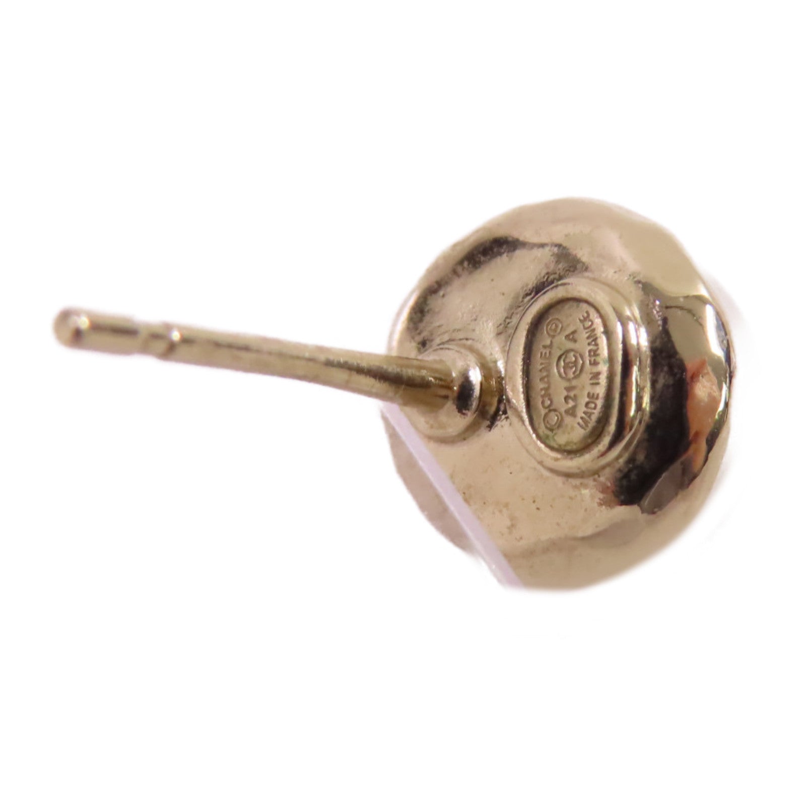 CHANEL 金屬/仿珍珠/水鑽CC Earrings金扣耳環白色/金色