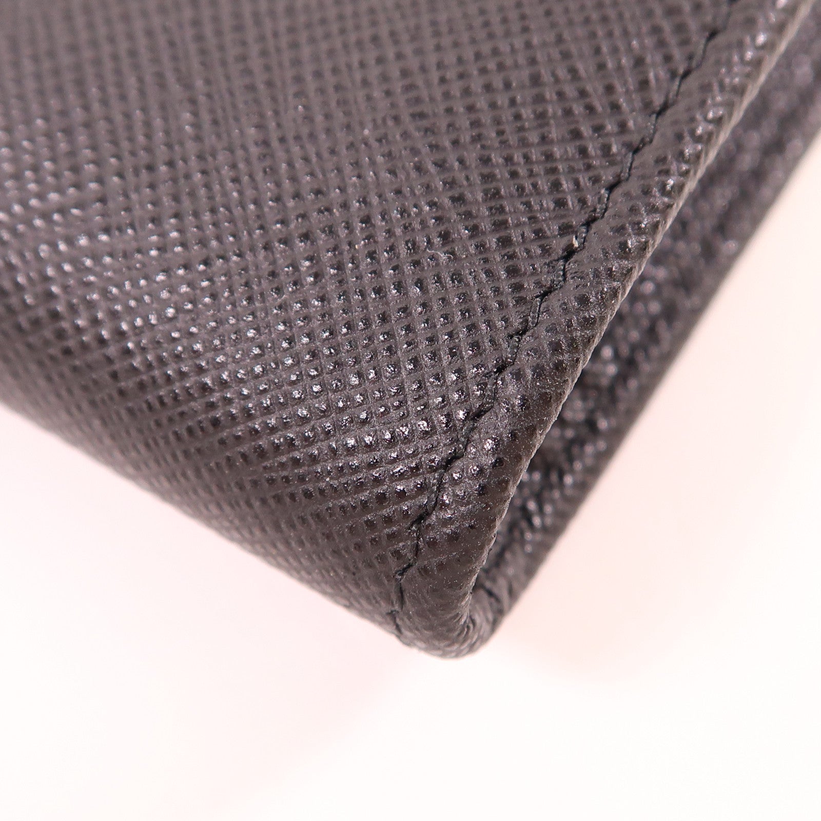 PRADA GHW Black Saffiano Key Chain Case 1PP122 QHH F0002 Leather Black