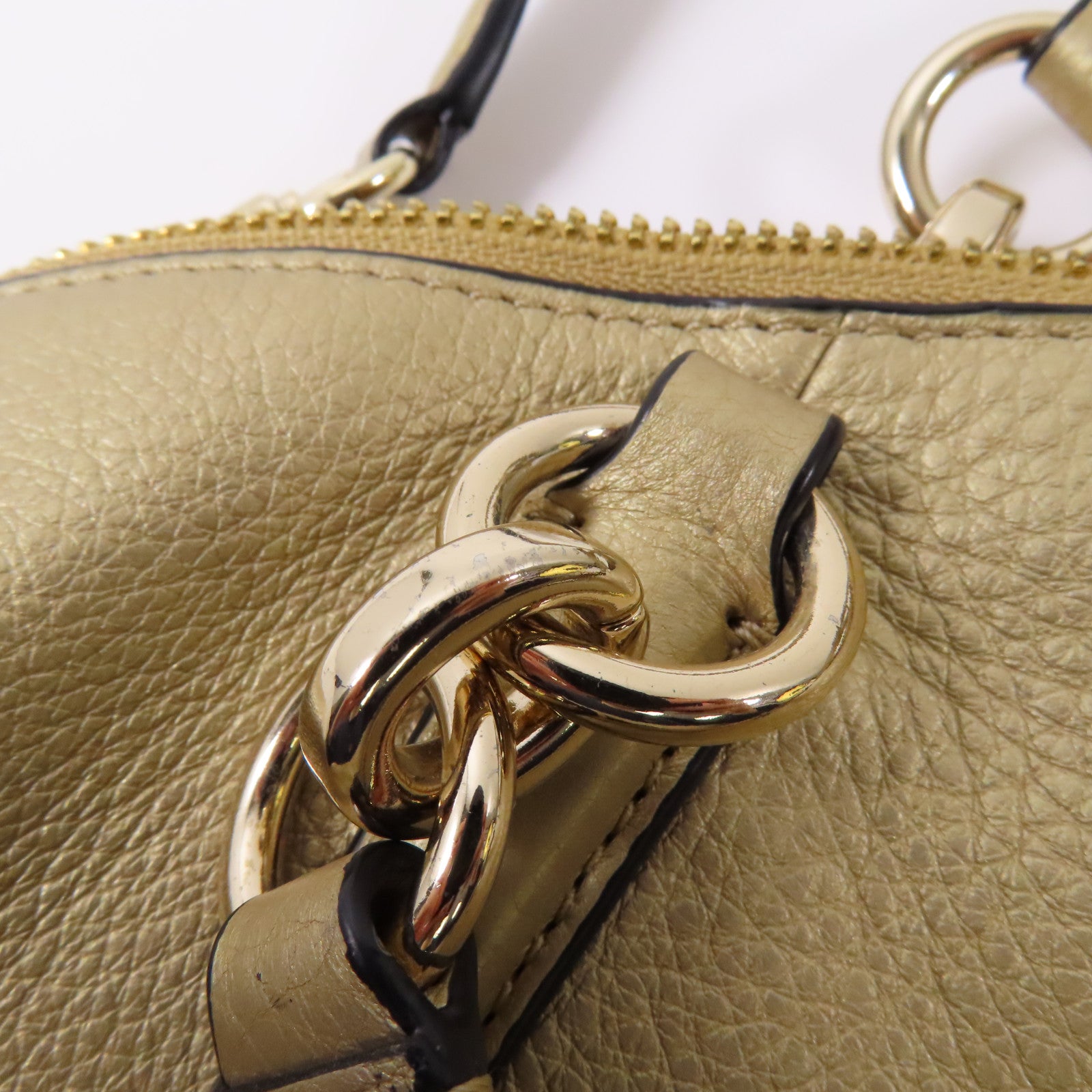 COACH 牛皮皮革Shoulder Bag金扣手挽袋金色