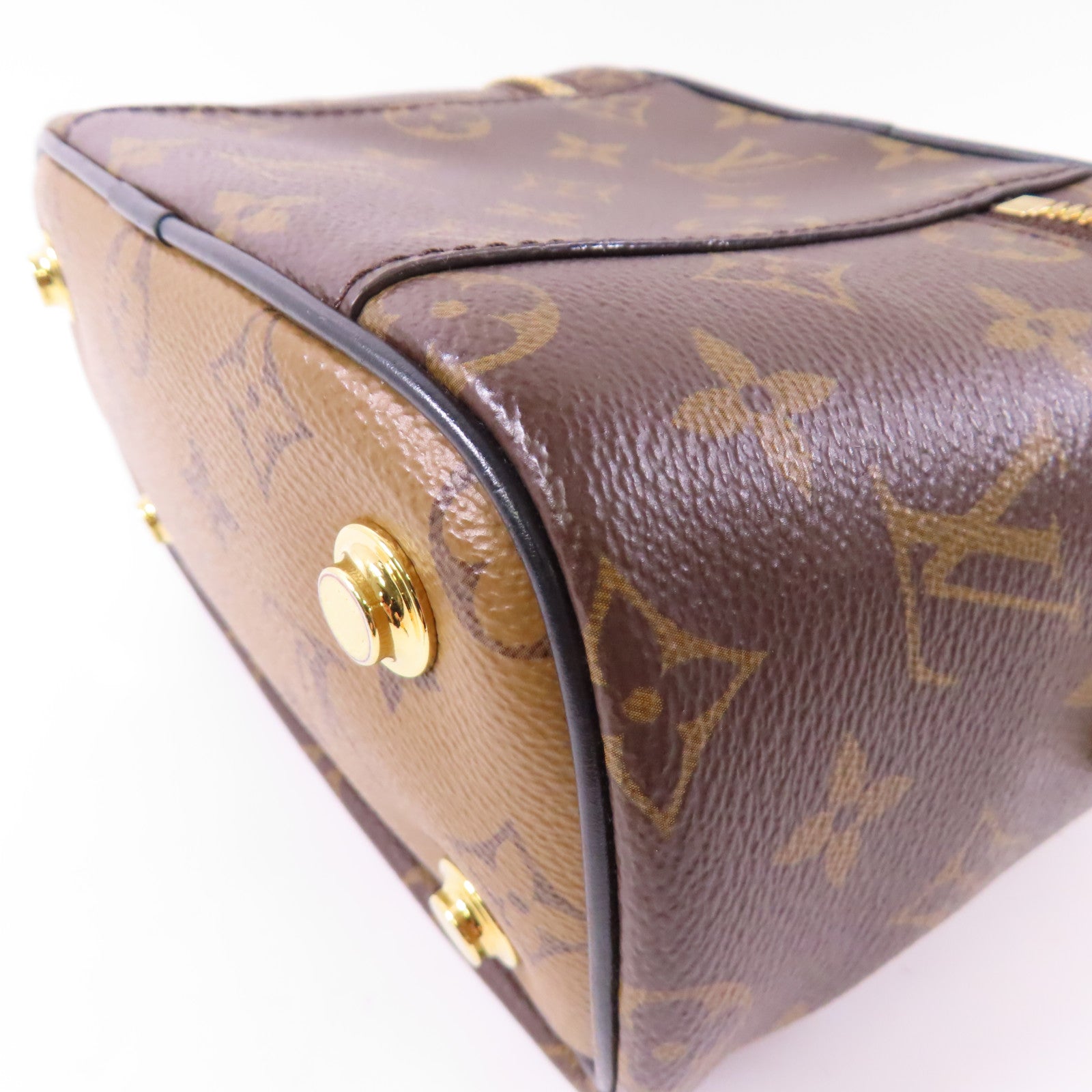 LOUIS VUITTON Monogram Reverse Vanity PM金扣手挽肩背兩用袋棕色