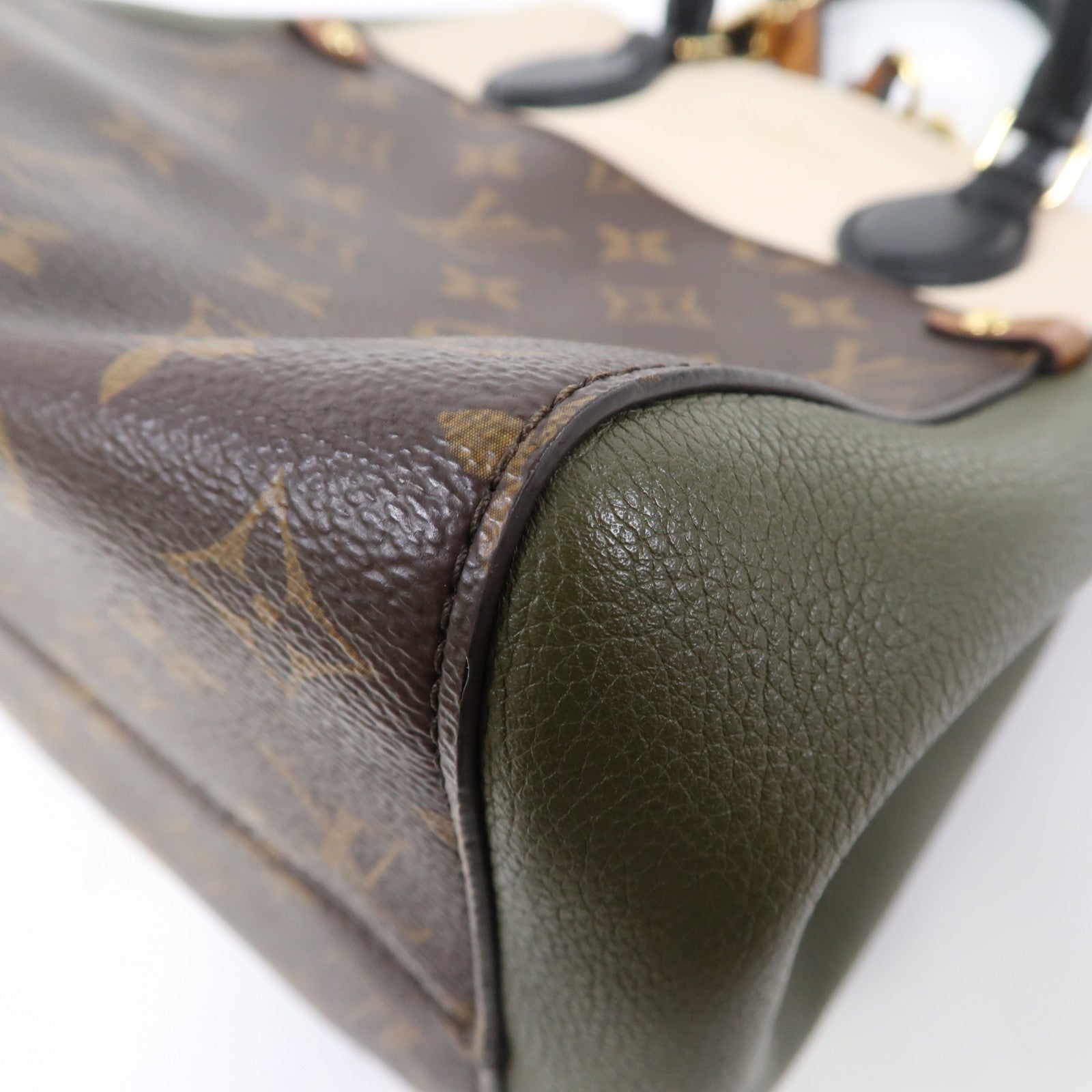 LOUIS VUITTON Monogram Fold Tote金扣手挽肩背兩用袋啡色/綠色