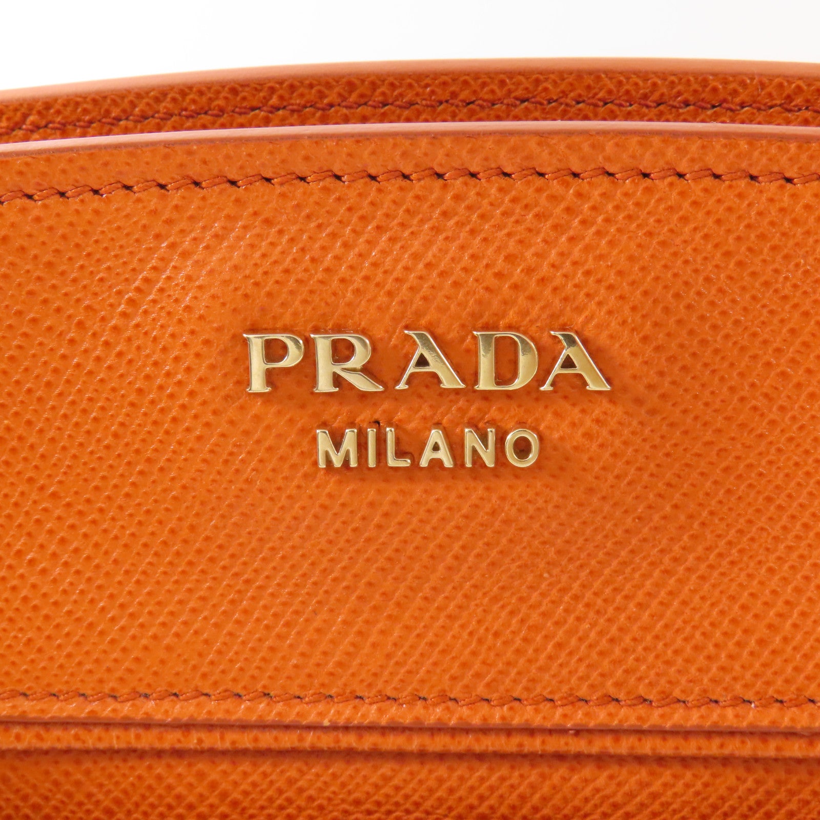 PRADA GHW 2 Way Shoulder Bag Handbag BN2595 Canvas Leather Beige Orange