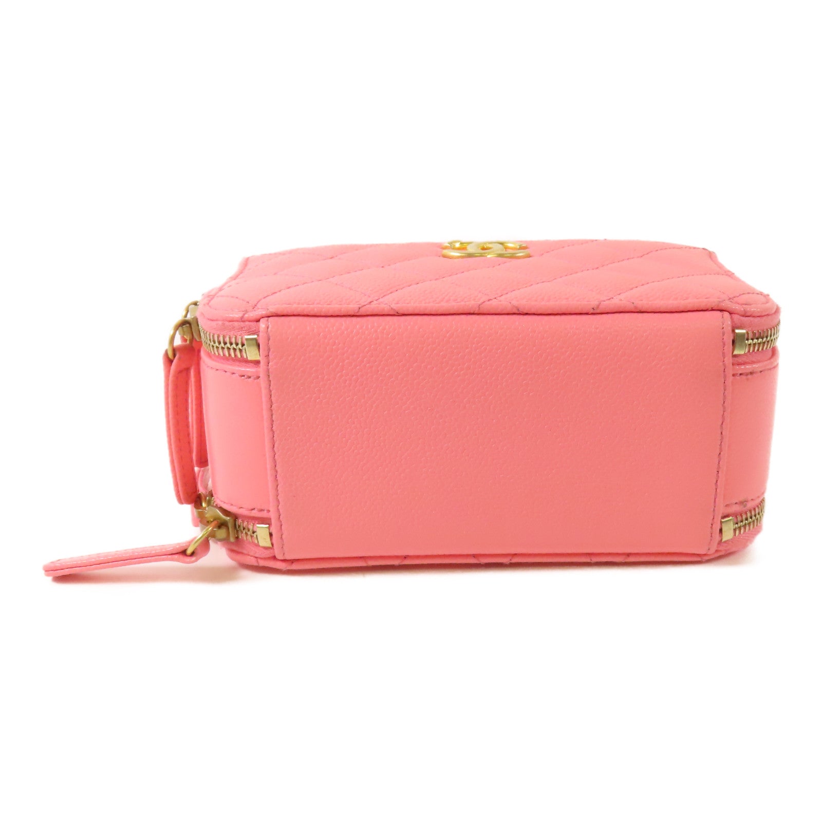 CHANEL CC GHW Vanity Case 2Way Shoulder Handbag Calfskin Leather Pink