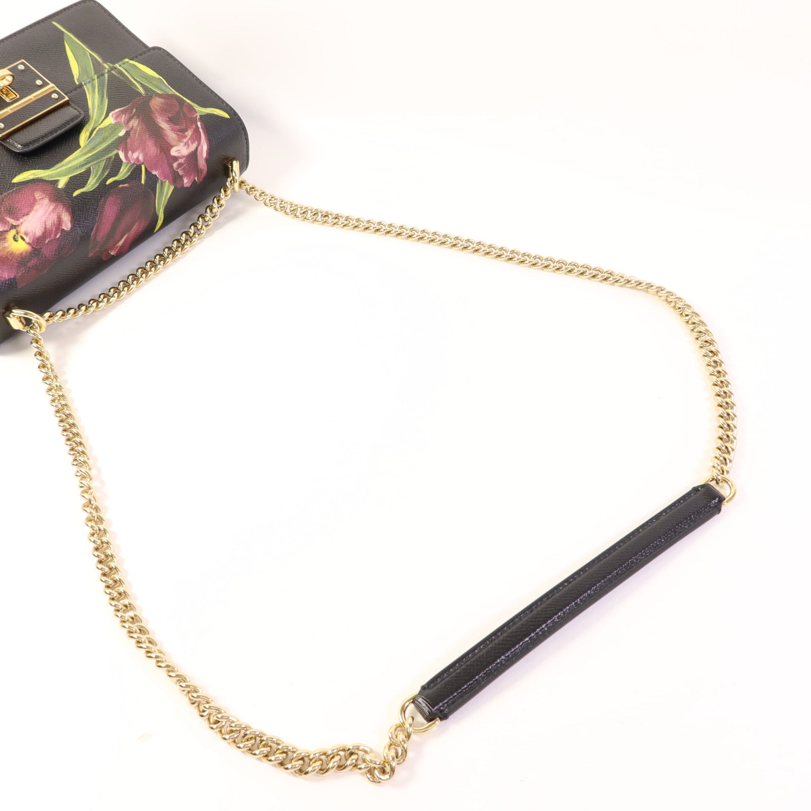 D&G 牛皮皮革Chain Shoulder金扣鏈帶肩背袋