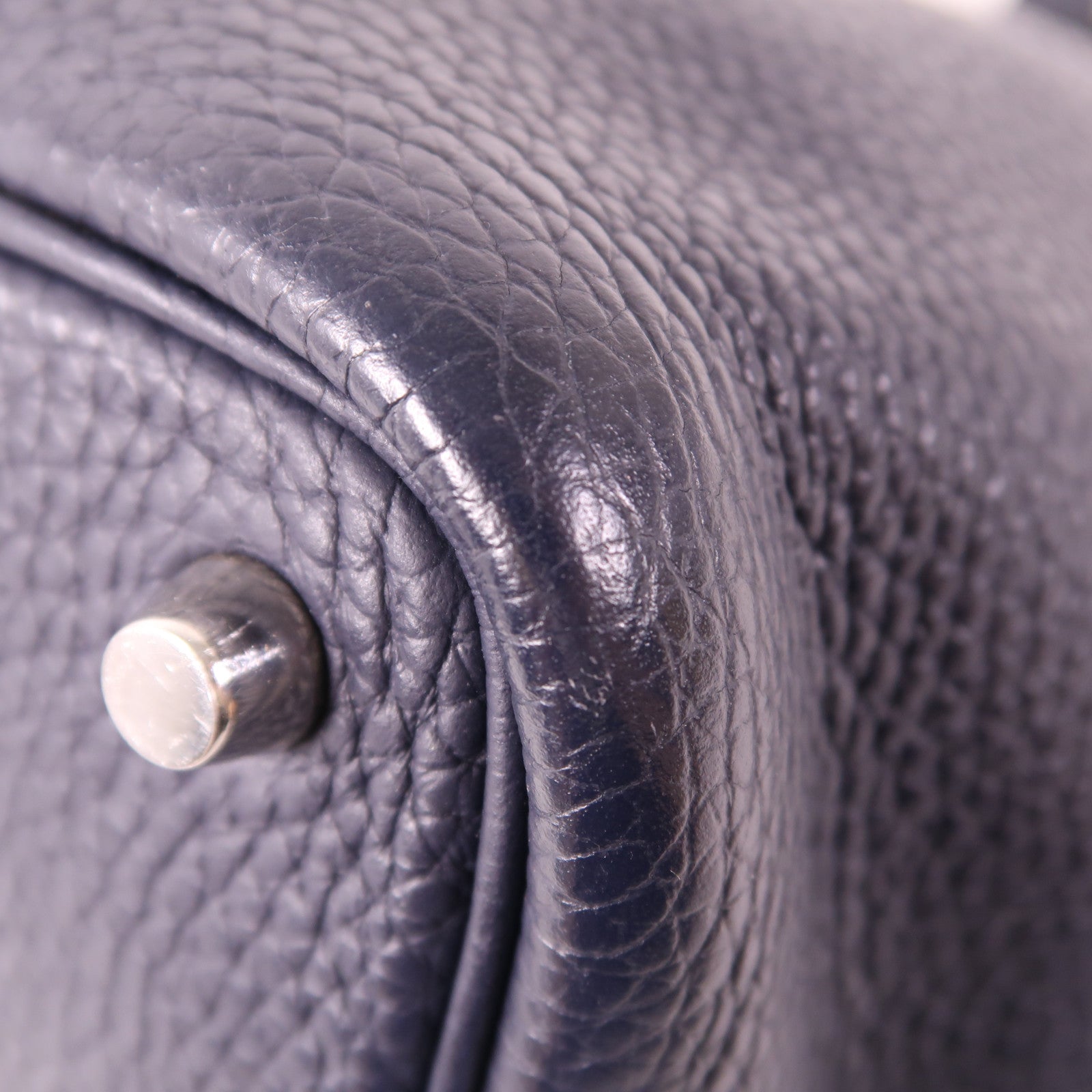 HERMES Clemence皮革Picotin PM銀扣手挽袋Bleu Nuit