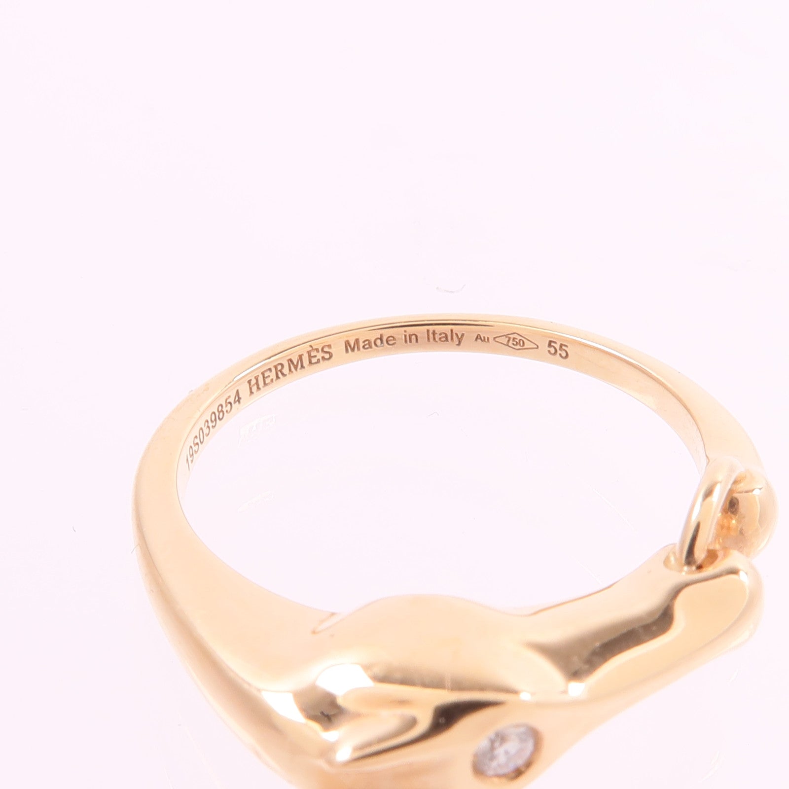 HERMES 18K玫瑰金Galop Ring鑽石戒指