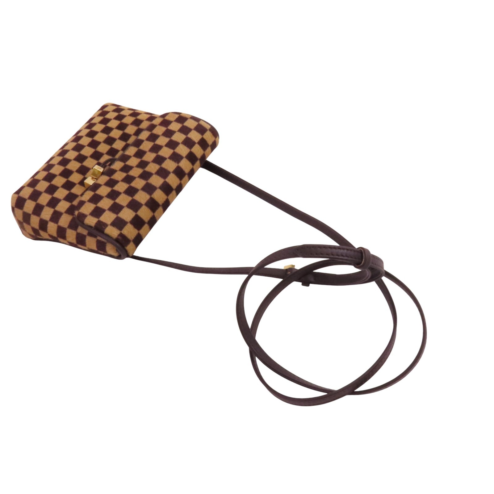 LOUIS VUITTON Damier Azur Pony Hair Sauvage Gazelle金扣肩背袋