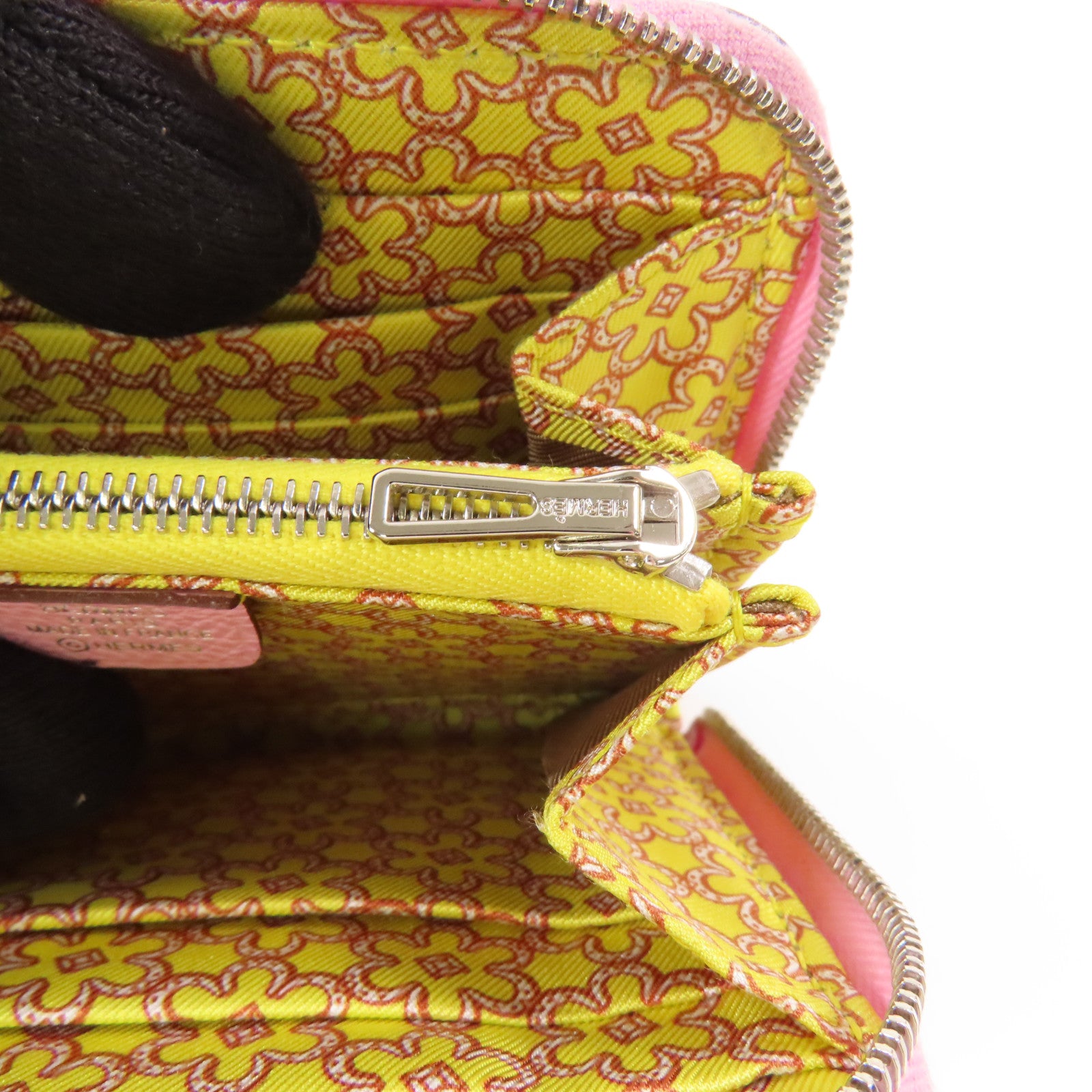 HERMES Epsom皮革Silk in Wallet銀扣錢包Rose Sakura(3Q)