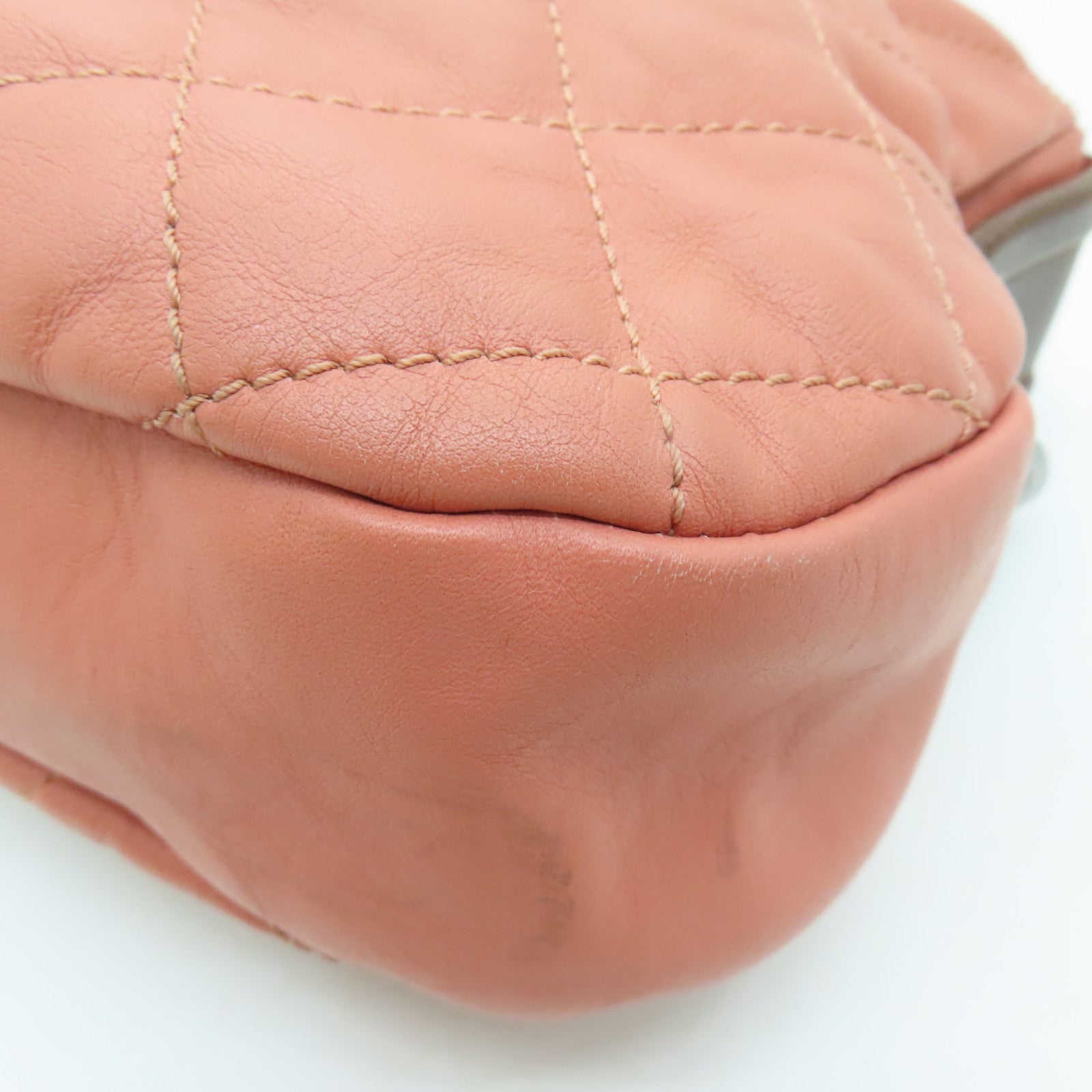 CHANEL 【激減優惠】菱格皮革Shoulder Bag銀扣鏈帶肩背袋粉紅色