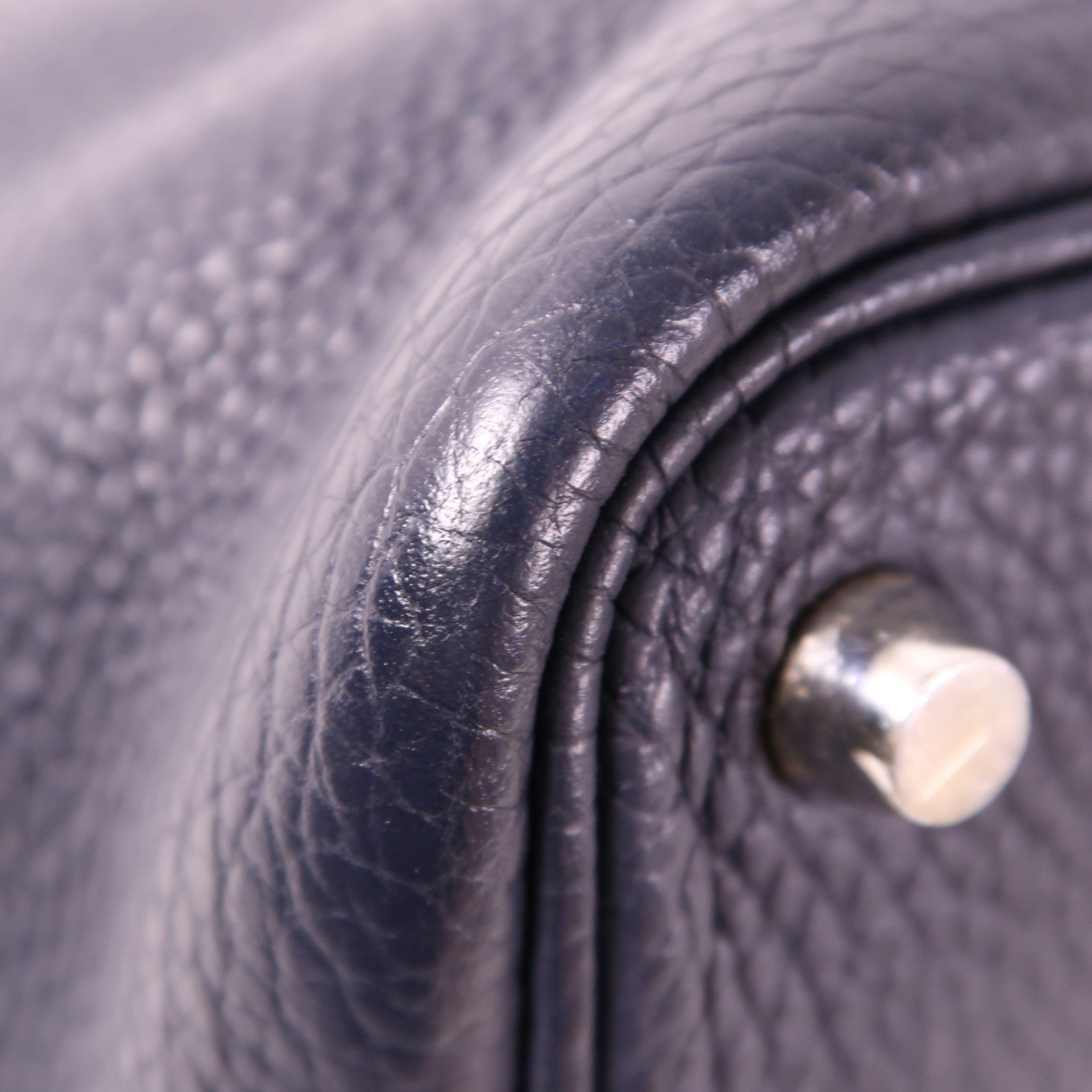 HERMES Clemence皮革Picotin PM銀扣手挽袋Bleu Nuit