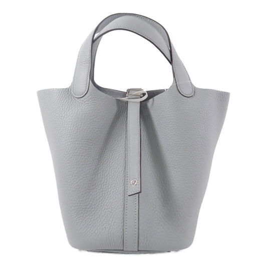 HERMES Clemence皮革Picotin PM手挽袋Gris Pantin