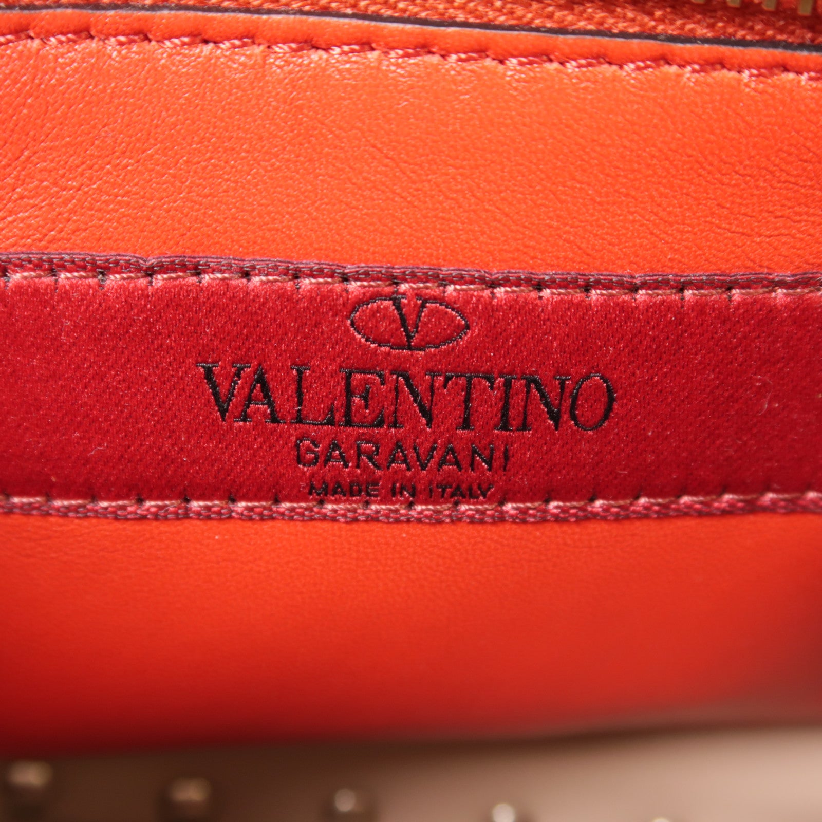 Valentino 牛皮皮革Chain Shoulder金扣手挽肩背兩用袋米色