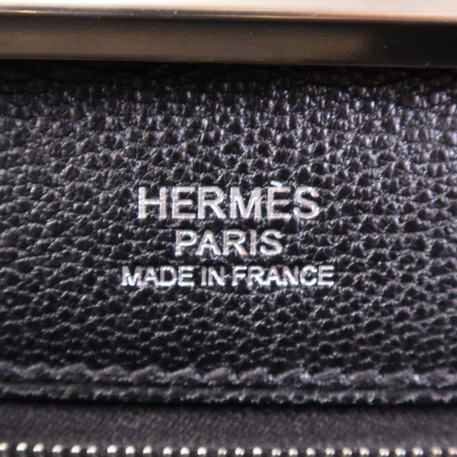 HERMES Evercolor皮革Clic-H 33 Bag銀扣肩背袋Noir