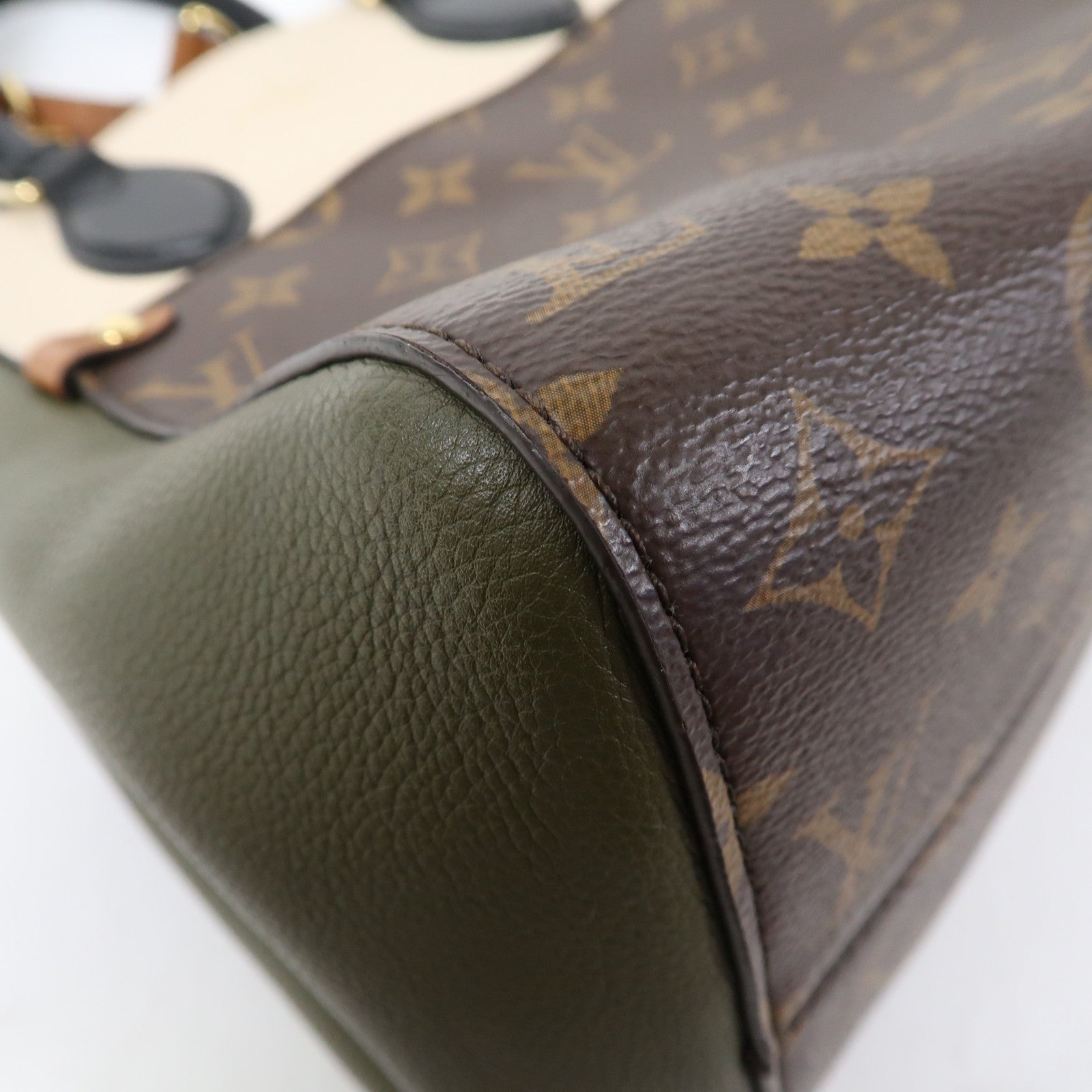 LOUIS VUITTON Monogram Fold Tote金扣手挽肩背兩用袋啡色/綠色