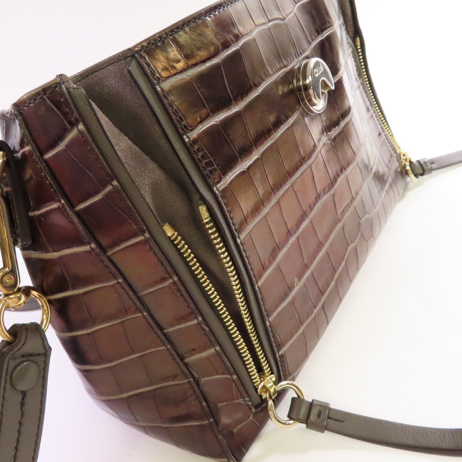 Chloe 牛皮皮革Faye Day 2Way Shoulder Bag手挽肩背兩用袋酒紅色