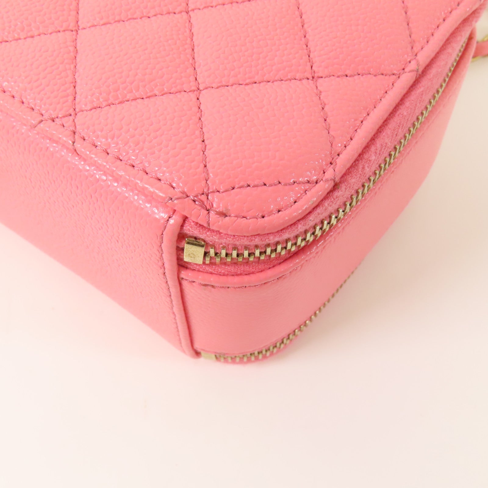 CHANEL CC GHW Vanity Case 2Way Shoulder Handbag Calfskin Leather Pink