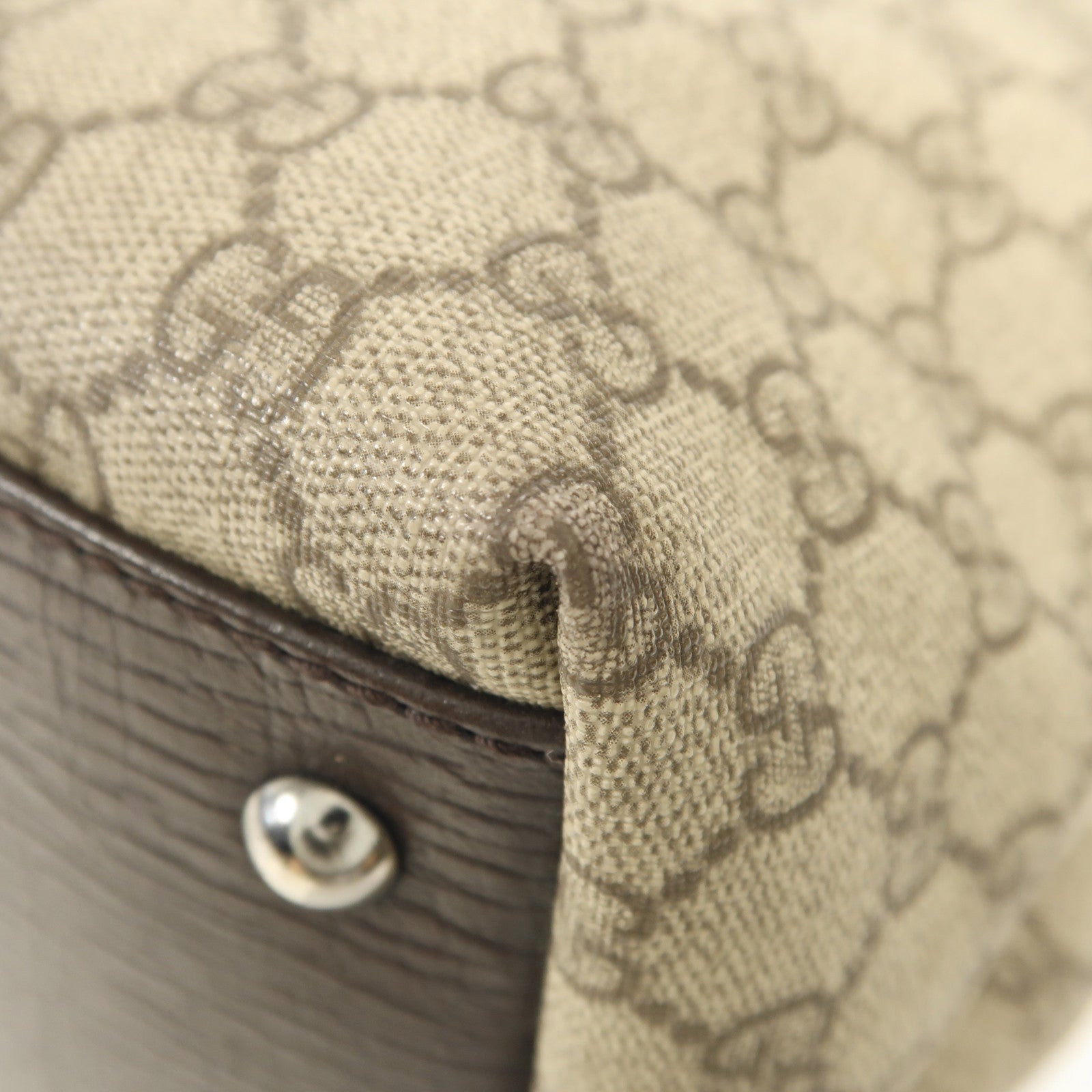 GUCCI 塗層帆布Tote Bag銀扣肩背袋