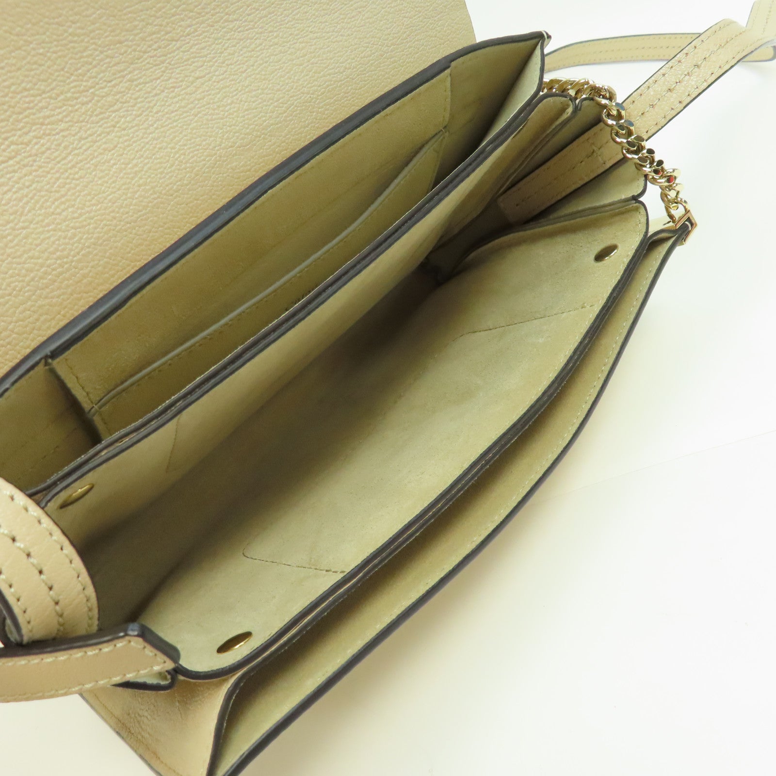 Chloe 【激減優惠】牛皮皮革Faye Bag金扣鏈帶肩背袋米色
