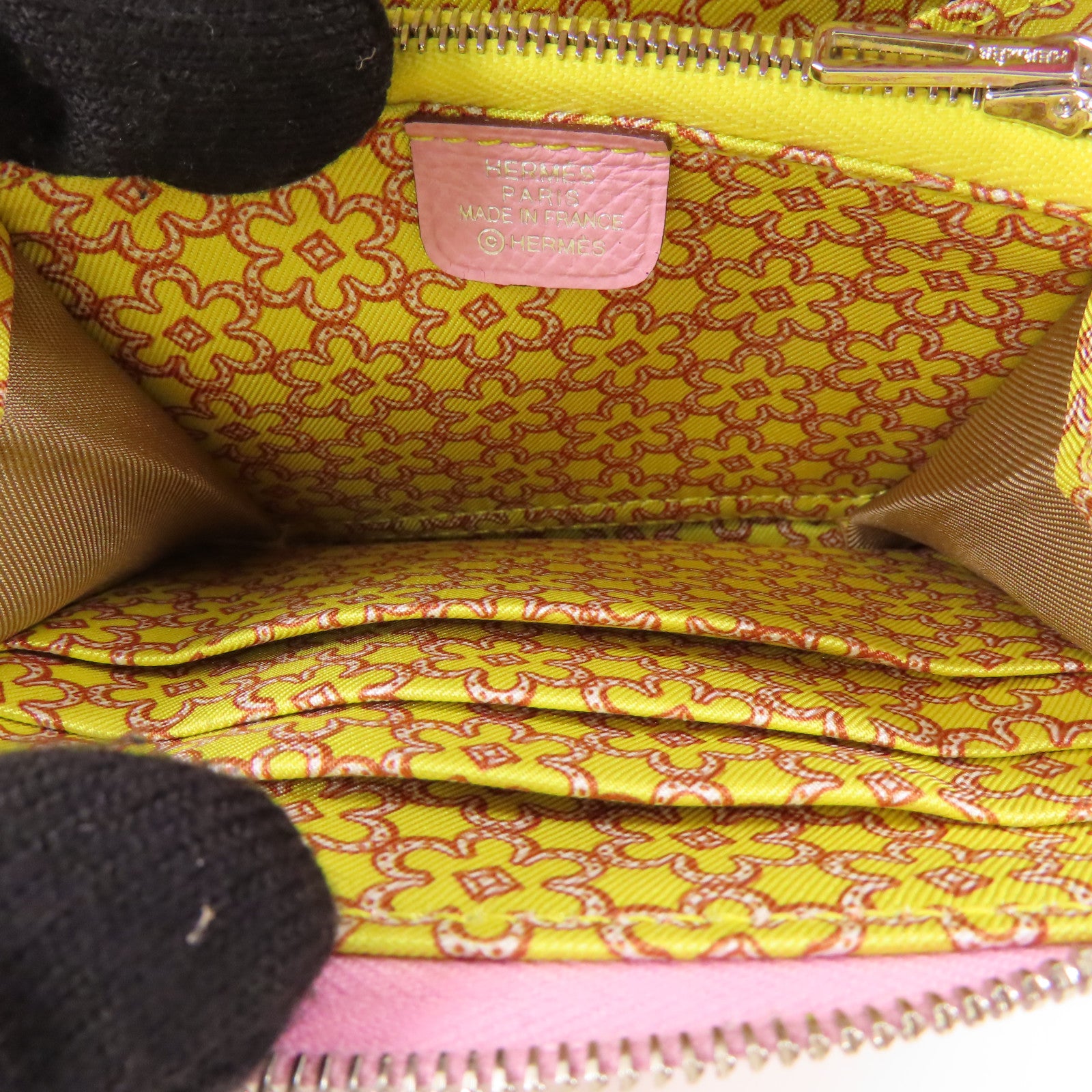 HERMES Epsom皮革Silk in Wallet銀扣錢包Rose Sakura(3Q)