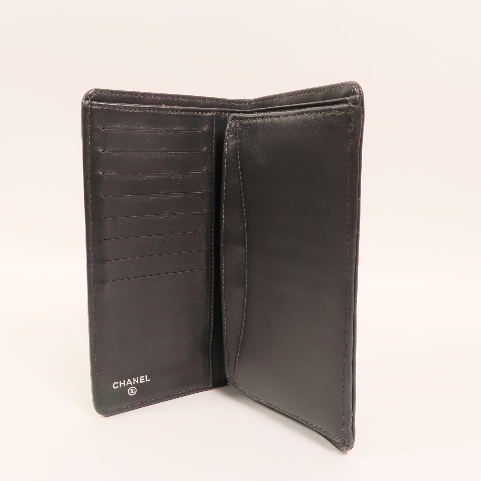 CHANEL 羊皮皮革Long Wallet銀扣長錢包