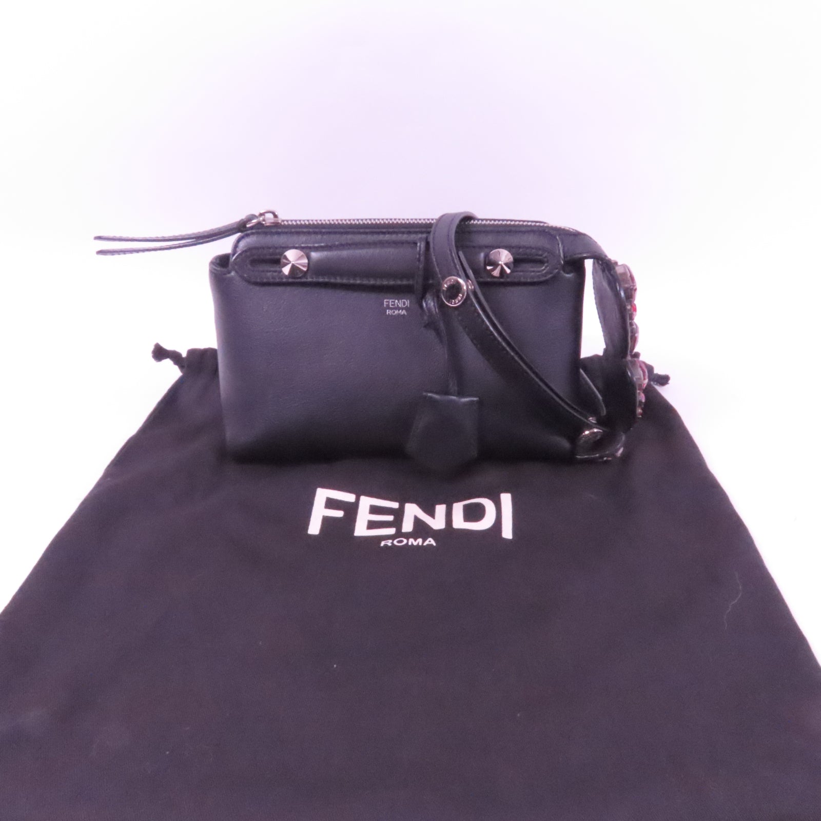 FENDI 牛皮皮革By The Way Calf金扣肩背袋黑色
