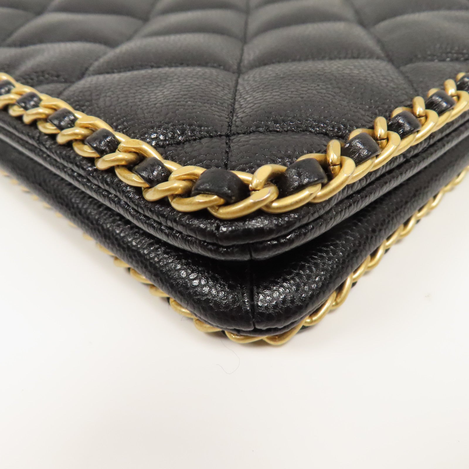 CHANEL 菱格牛皮皮革Small Shopping Bag金扣鏈帶肩背袋黑色