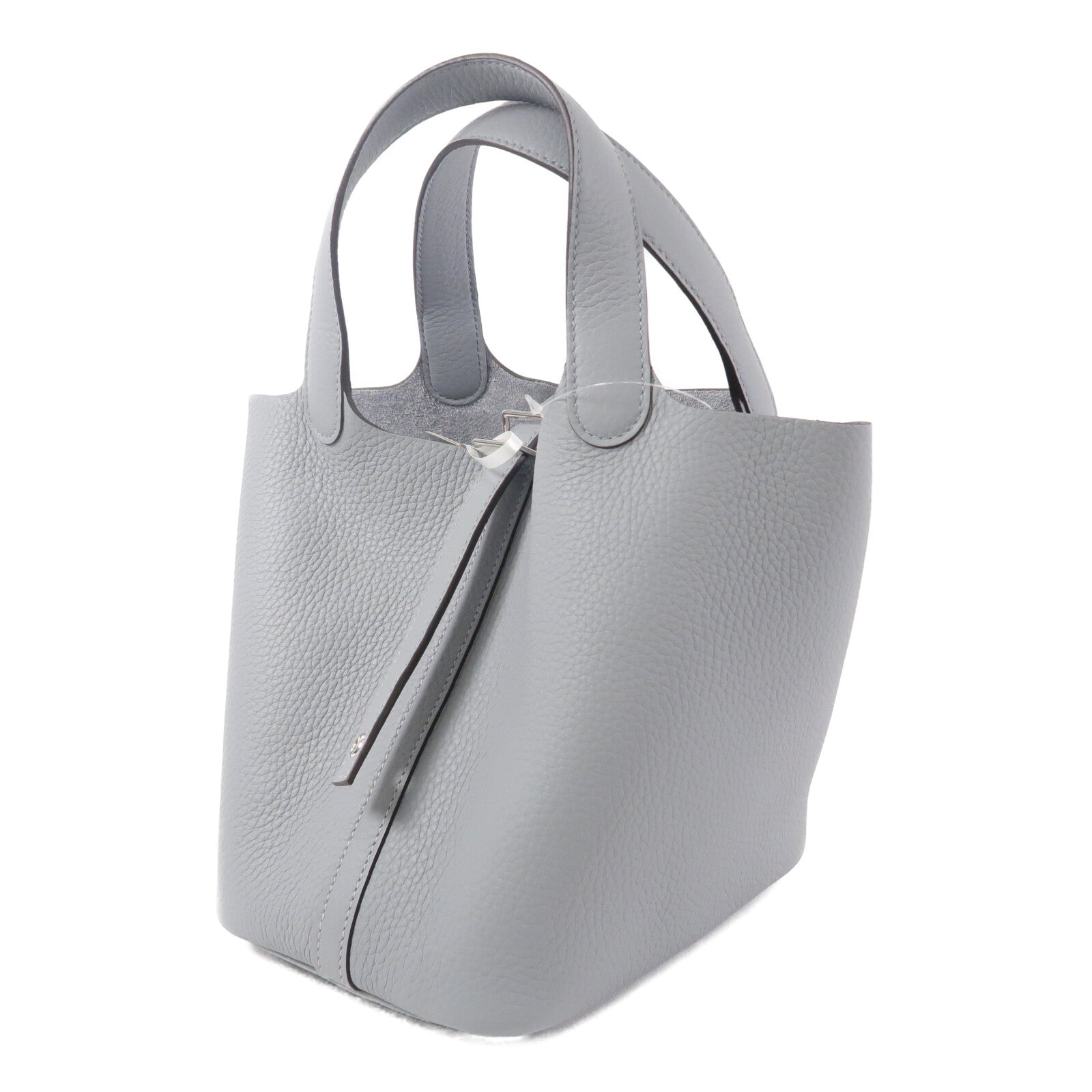 HERMES Clemence皮革Picotin PM手挽袋Gris Pantin