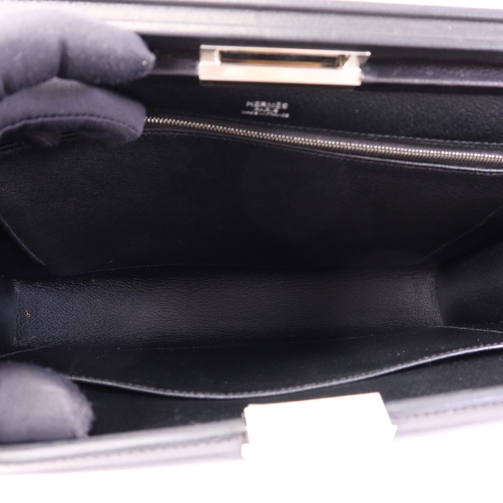 HERMES Evercolor皮革Clic-H 33 Bag銀扣肩背袋Noir