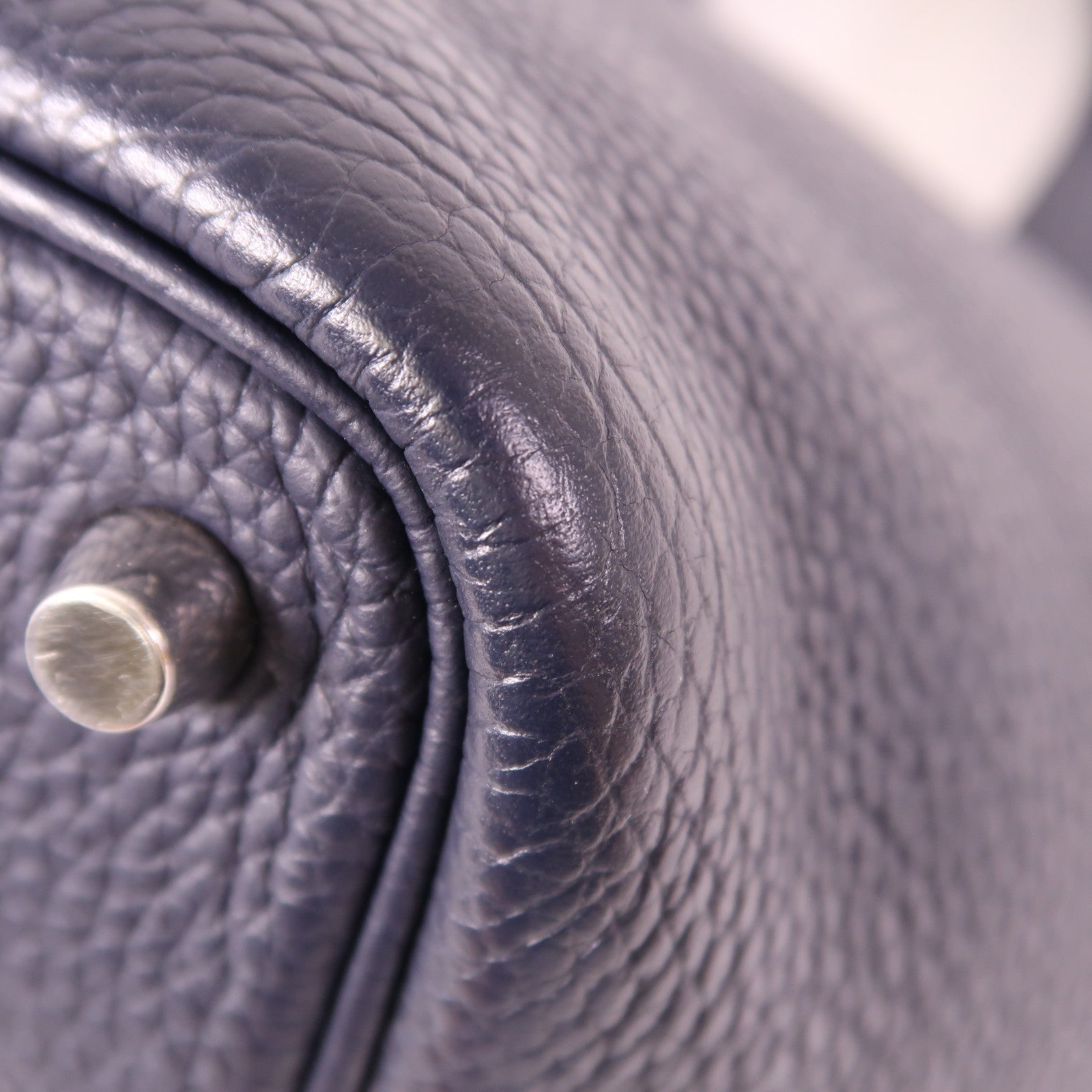 HERMES Clemence皮革Picotin PM銀扣手挽袋Bleu Nuit