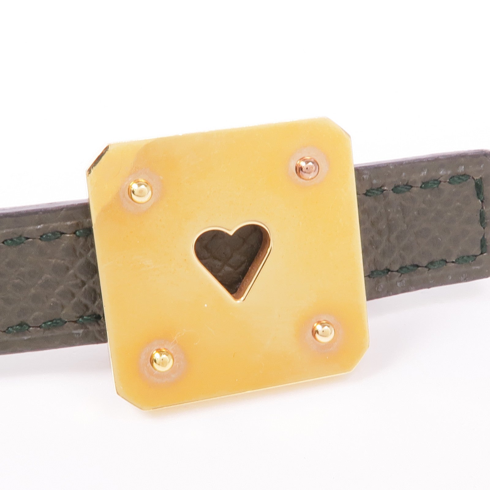 HERMES GHW Belt Veau Epsom Leather Dark Green