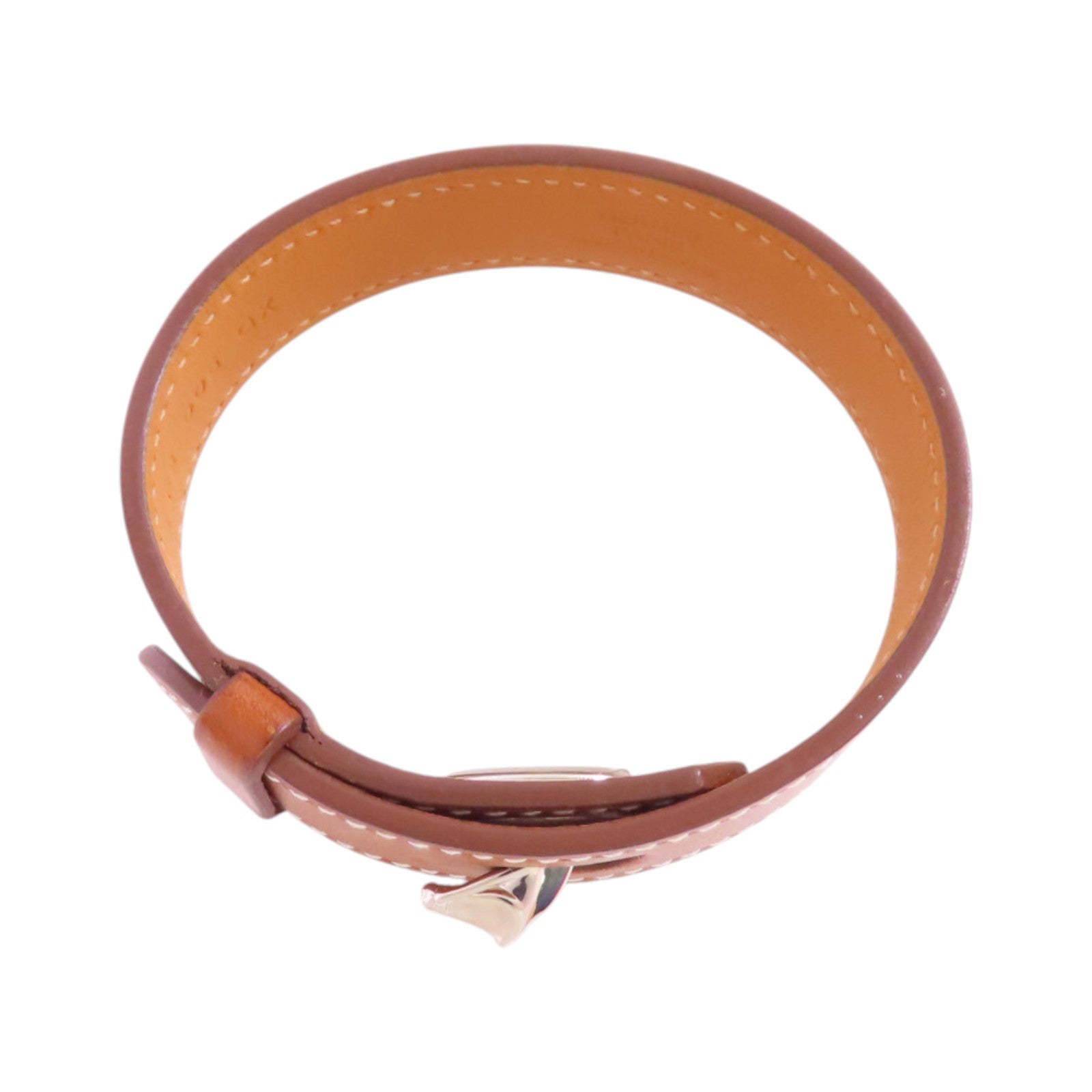 HERMES 牛皮皮革Bracelet T4銀扣手帶