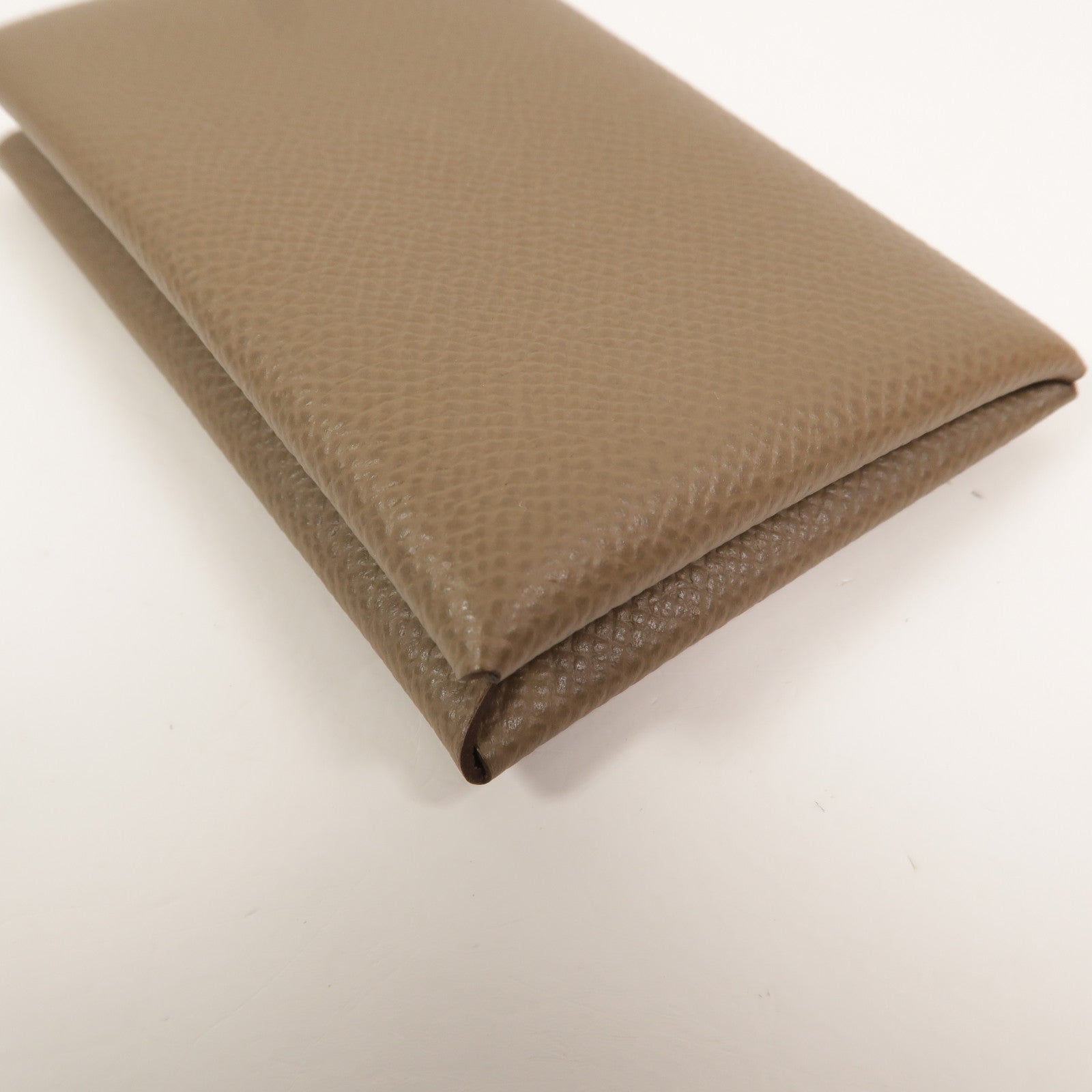 HERMES Epsom皮革Calvi卡片套Etoupe