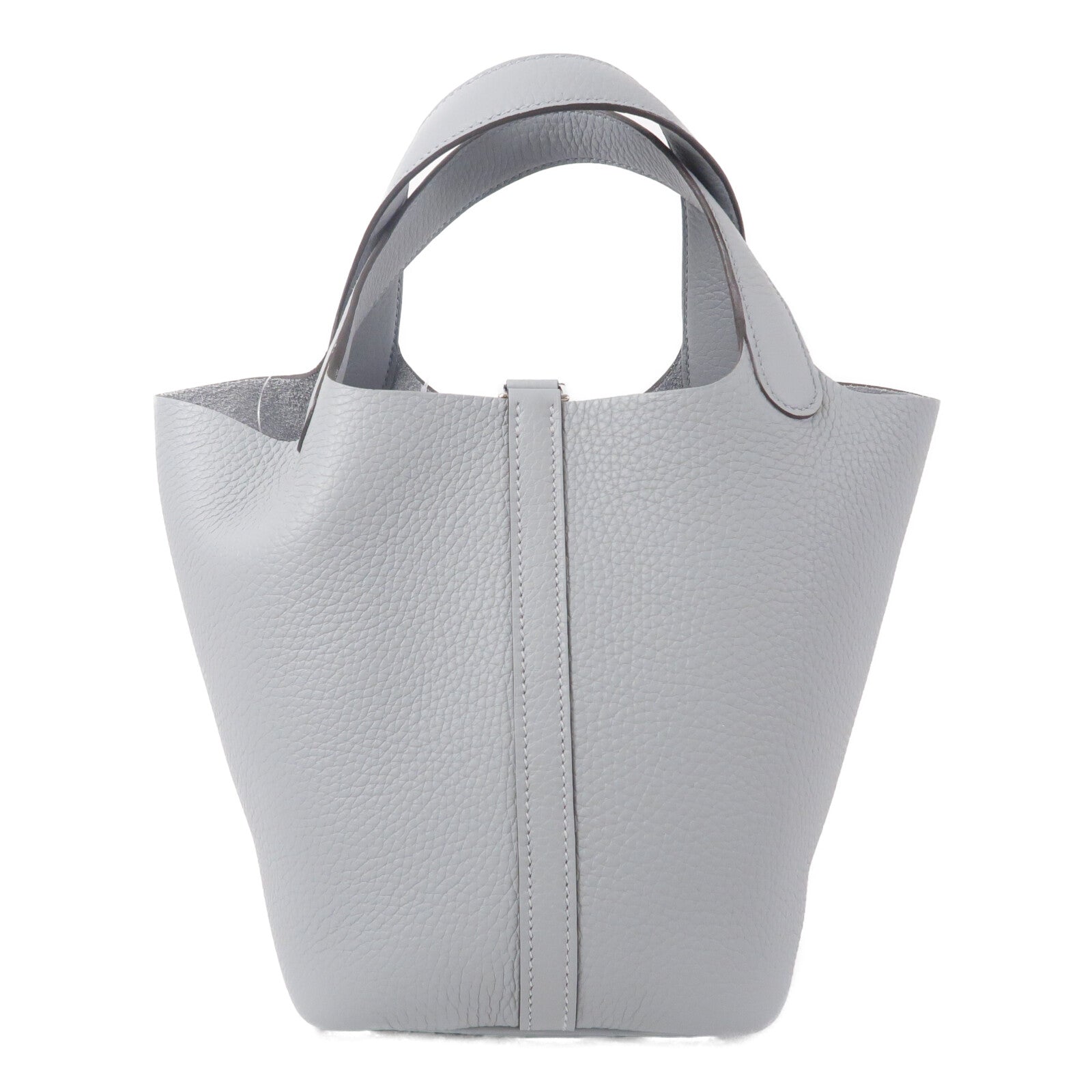 HERMES Clemence皮革Picotin PM手挽袋Gris Pantin