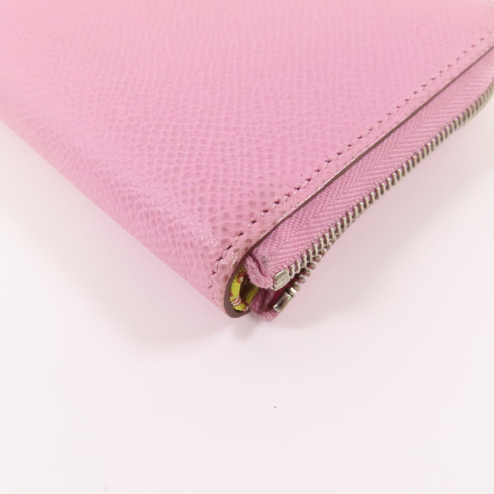 HERMES Epsom皮革Silk in Wallet銀扣錢包Rose Sakura(3Q)