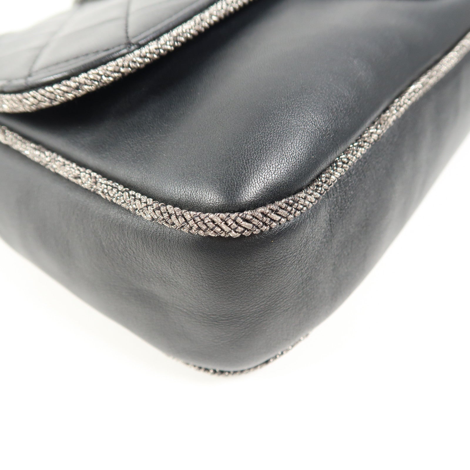 CHANEL 牛皮皮革Chain Shoulder銀扣鏈帶肩背袋