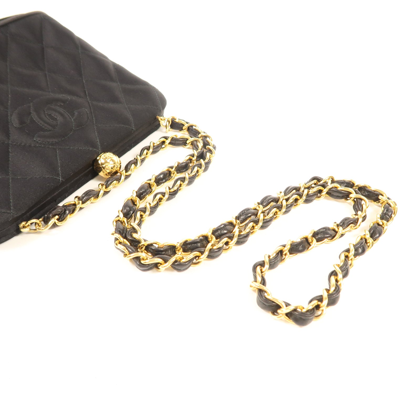 CHANEL 【激減優惠】絲質Shoulder Bag金扣鏈帶肩背袋