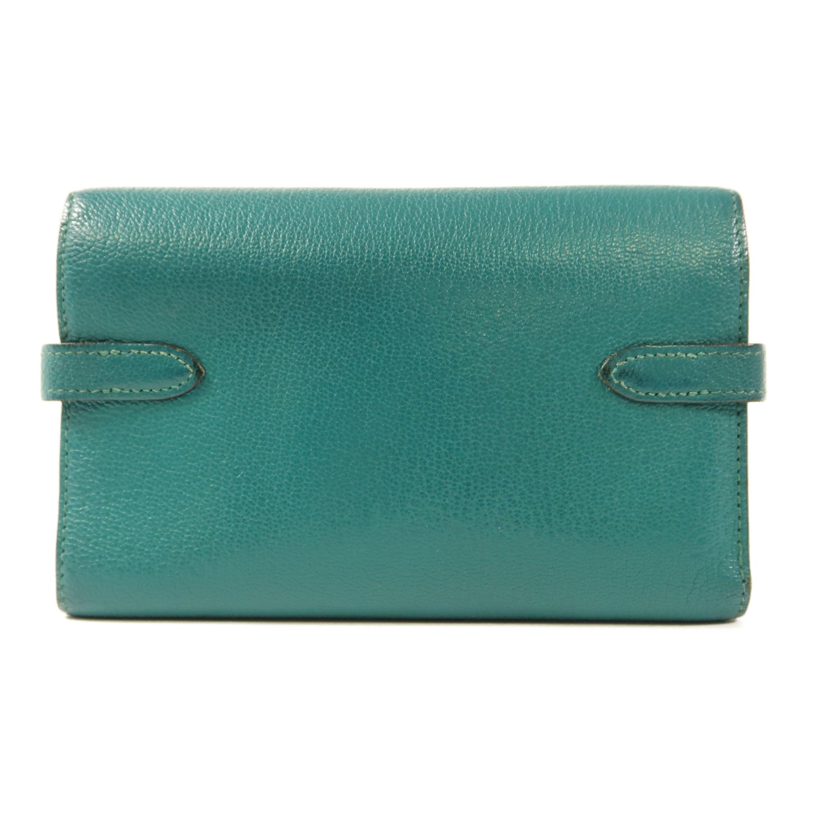 HERMES Chevre皮革Kelly Wallet Compact銀扣錢包