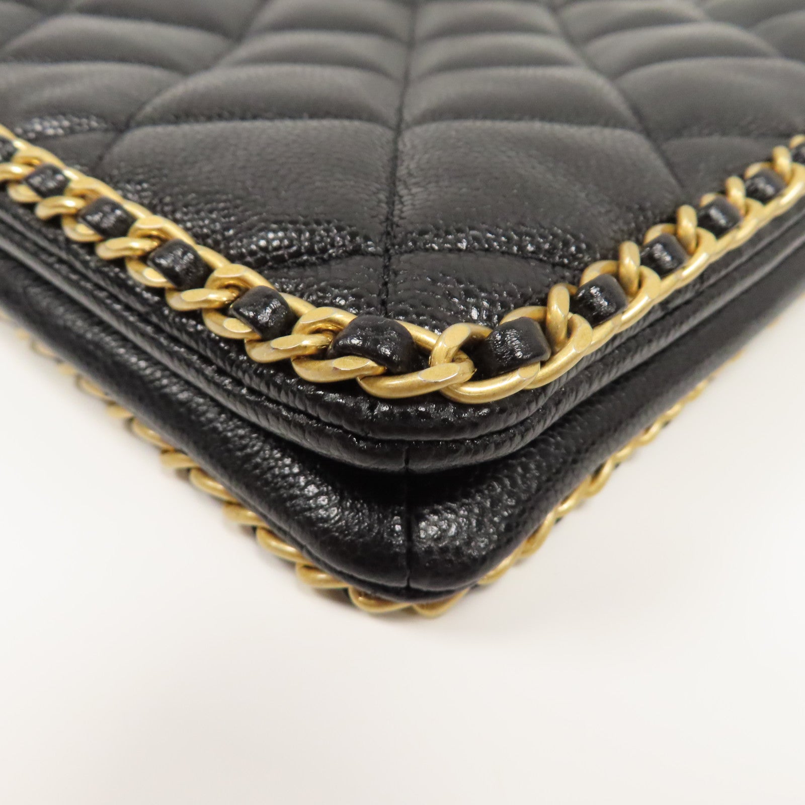 CHANEL 菱格牛皮皮革Small Shopping Bag金扣鏈帶肩背袋黑色