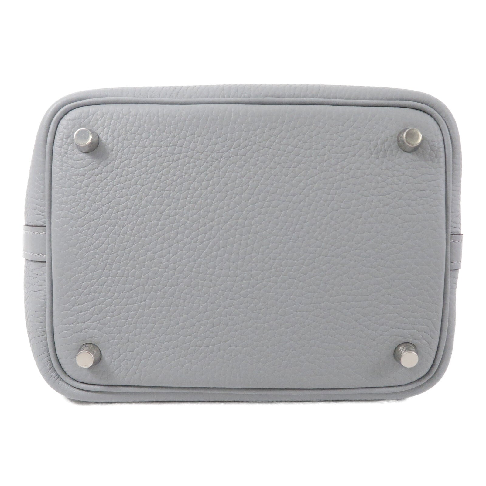 HERMES Clemence皮革Picotin PM手挽袋Gris Pantin