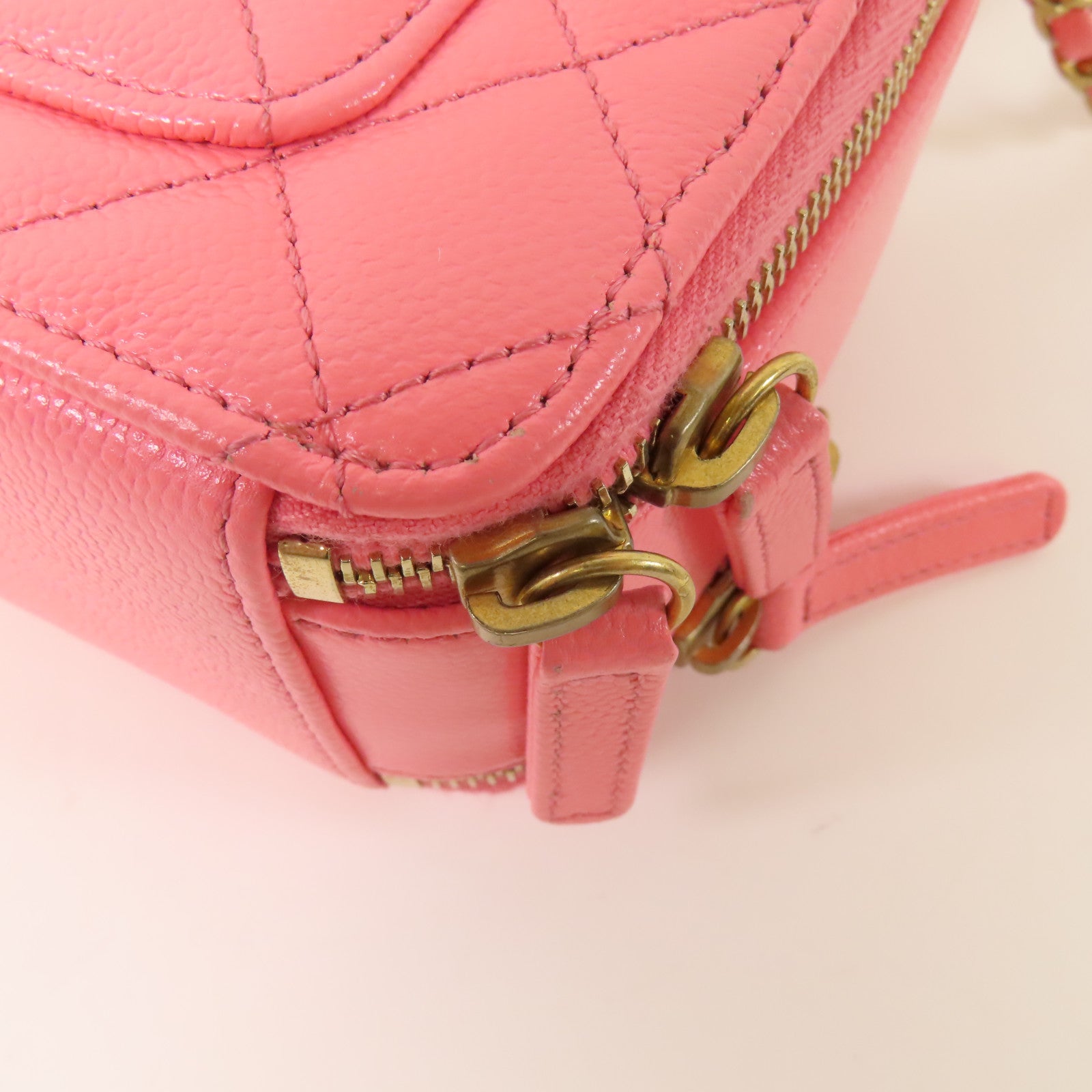 CHANEL CC GHW Vanity Case 2Way Shoulder Handbag Calfskin Leather Pink