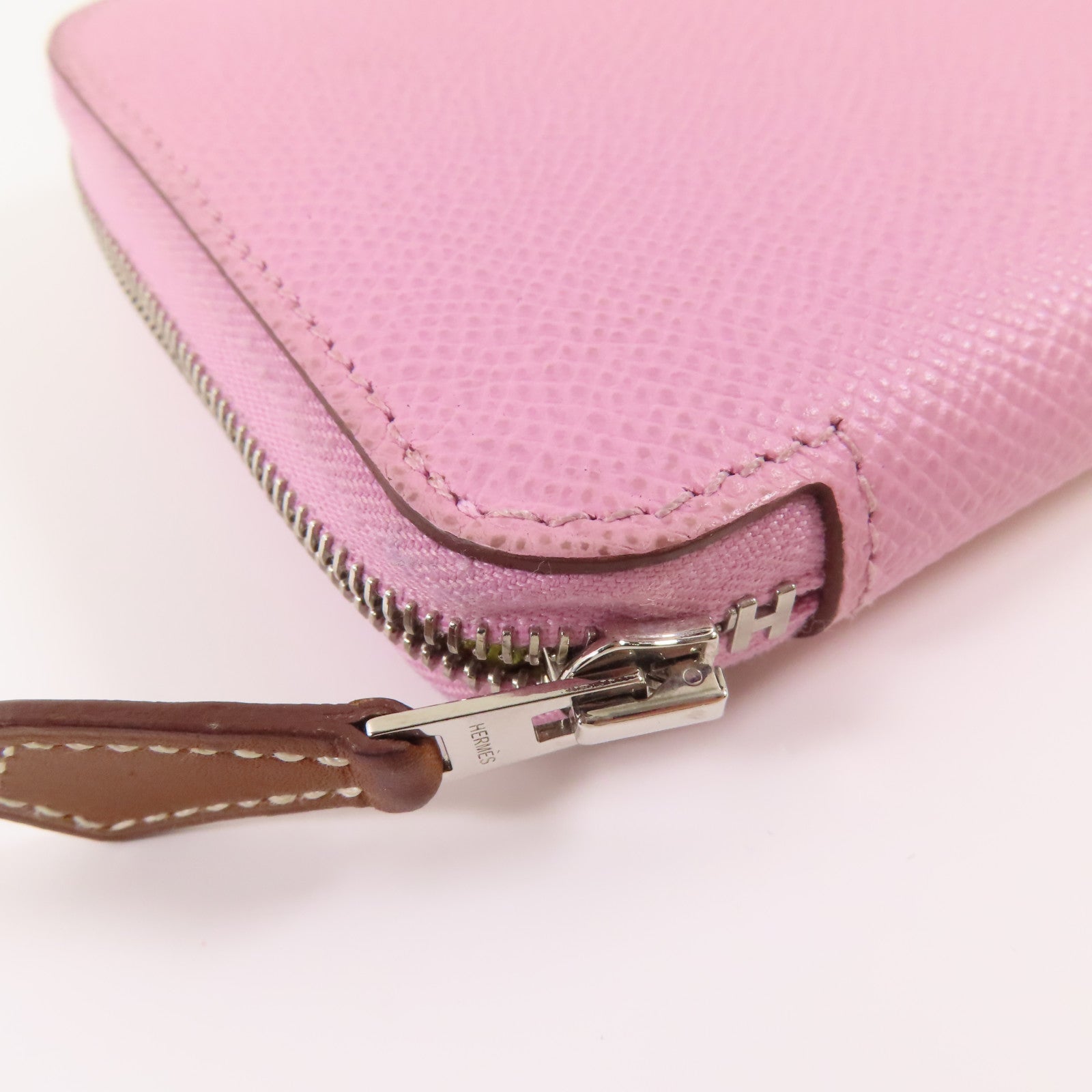 HERMES Epsom皮革Silk in Wallet銀扣錢包Rose Sakura(3Q)