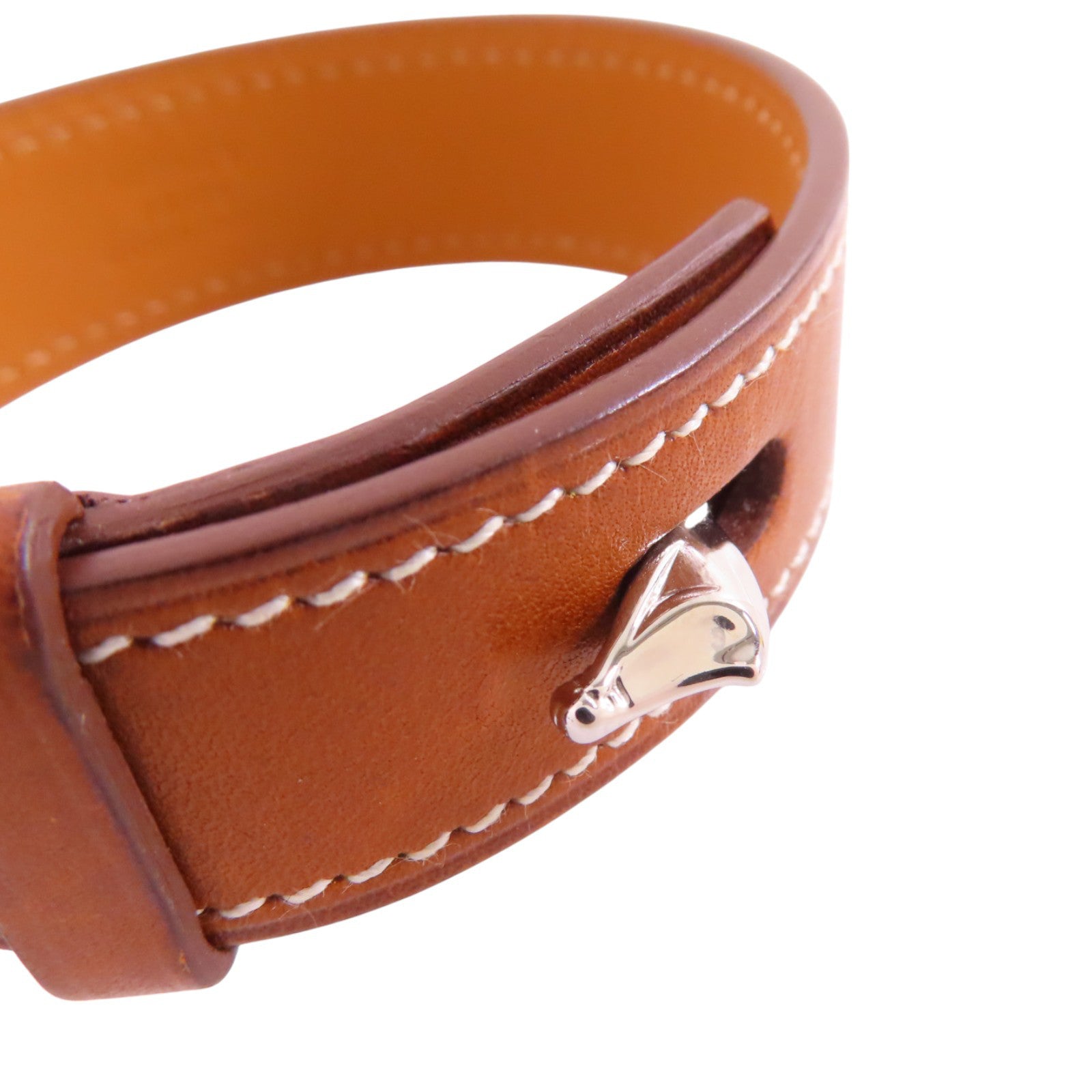 HERMES 牛皮皮革Bracelet T4銀扣手帶