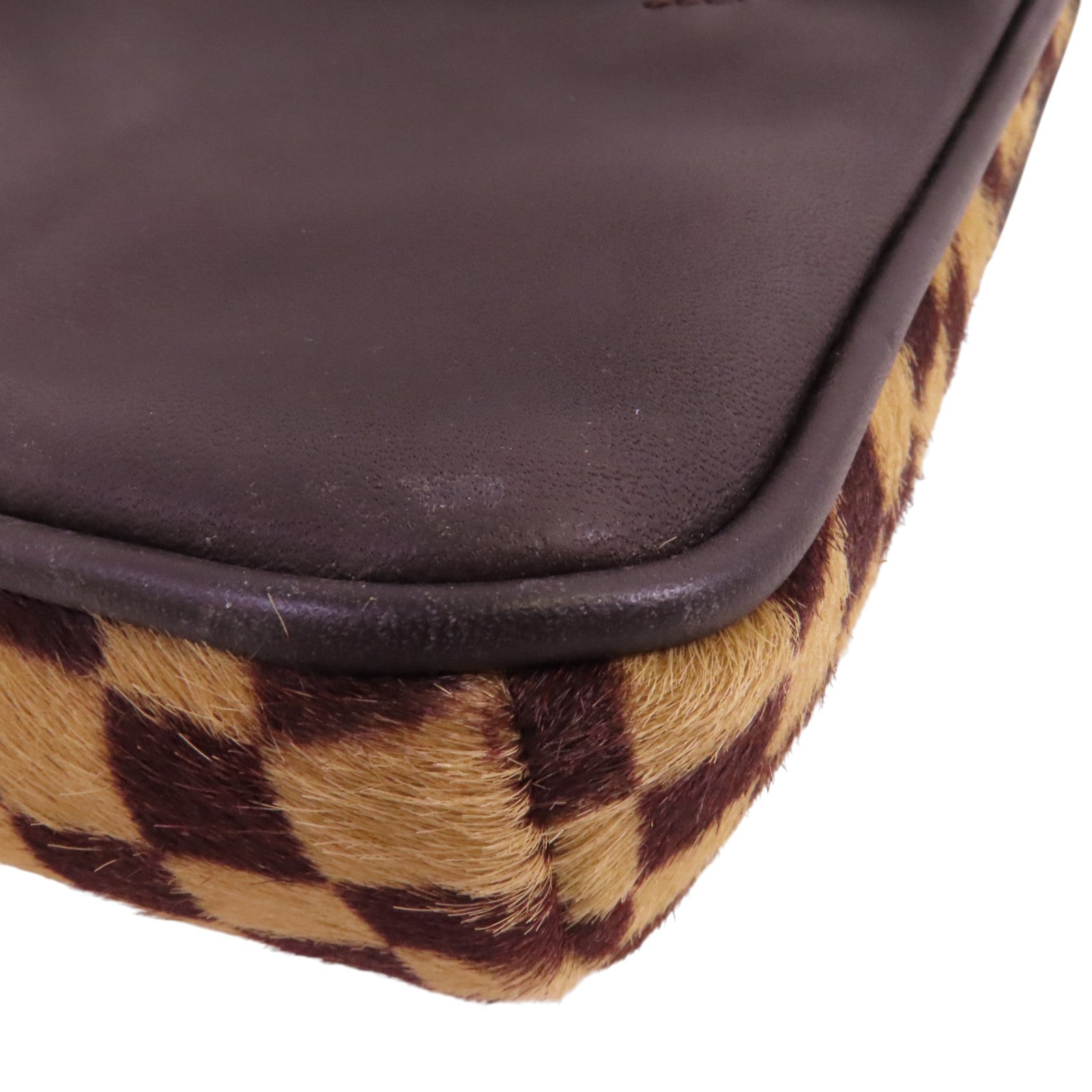 LOUIS VUITTON Damier Azur Pony Hair Sauvage Gazelle金扣肩背袋