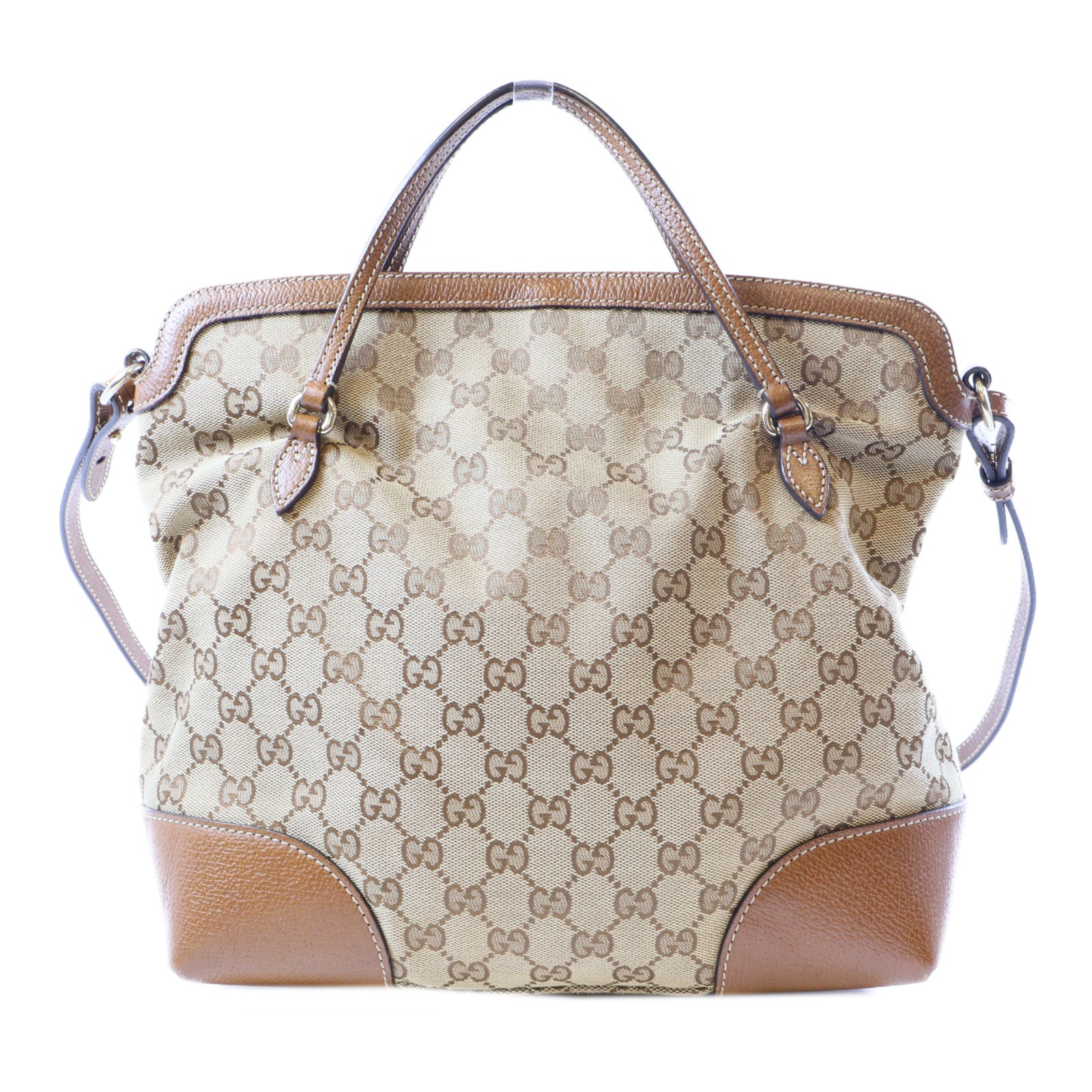 GUCCI GG GHW 2 Way Shoulder Bag Handbag Canvas Brown