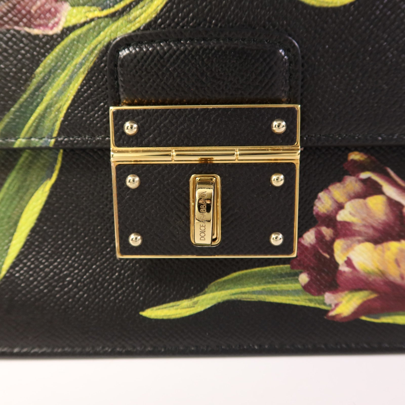 D&G 牛皮皮革Chain Shoulder金扣鏈帶肩背袋