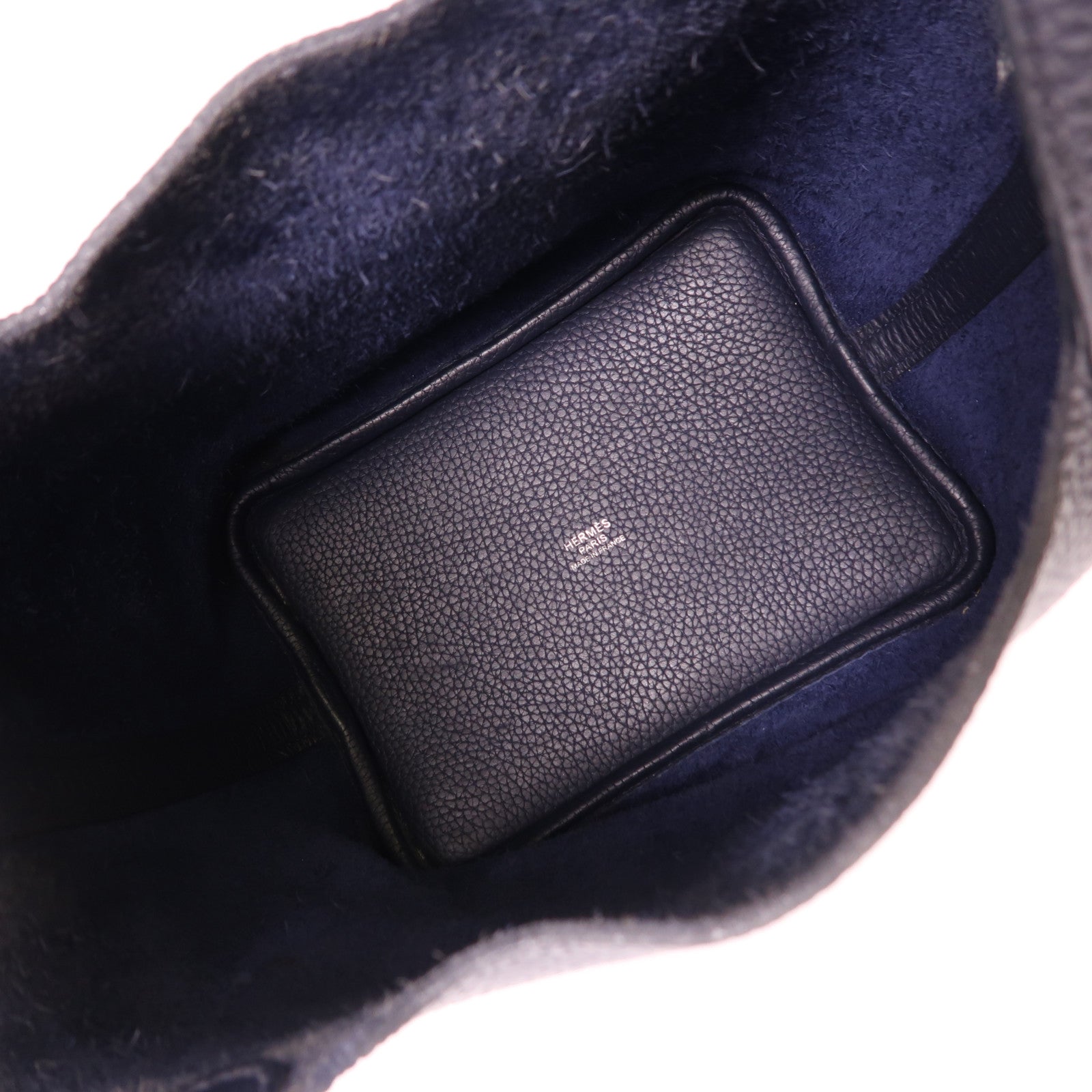 HERMES Clemence皮革Picotin PM銀扣手挽袋Bleu Nuit