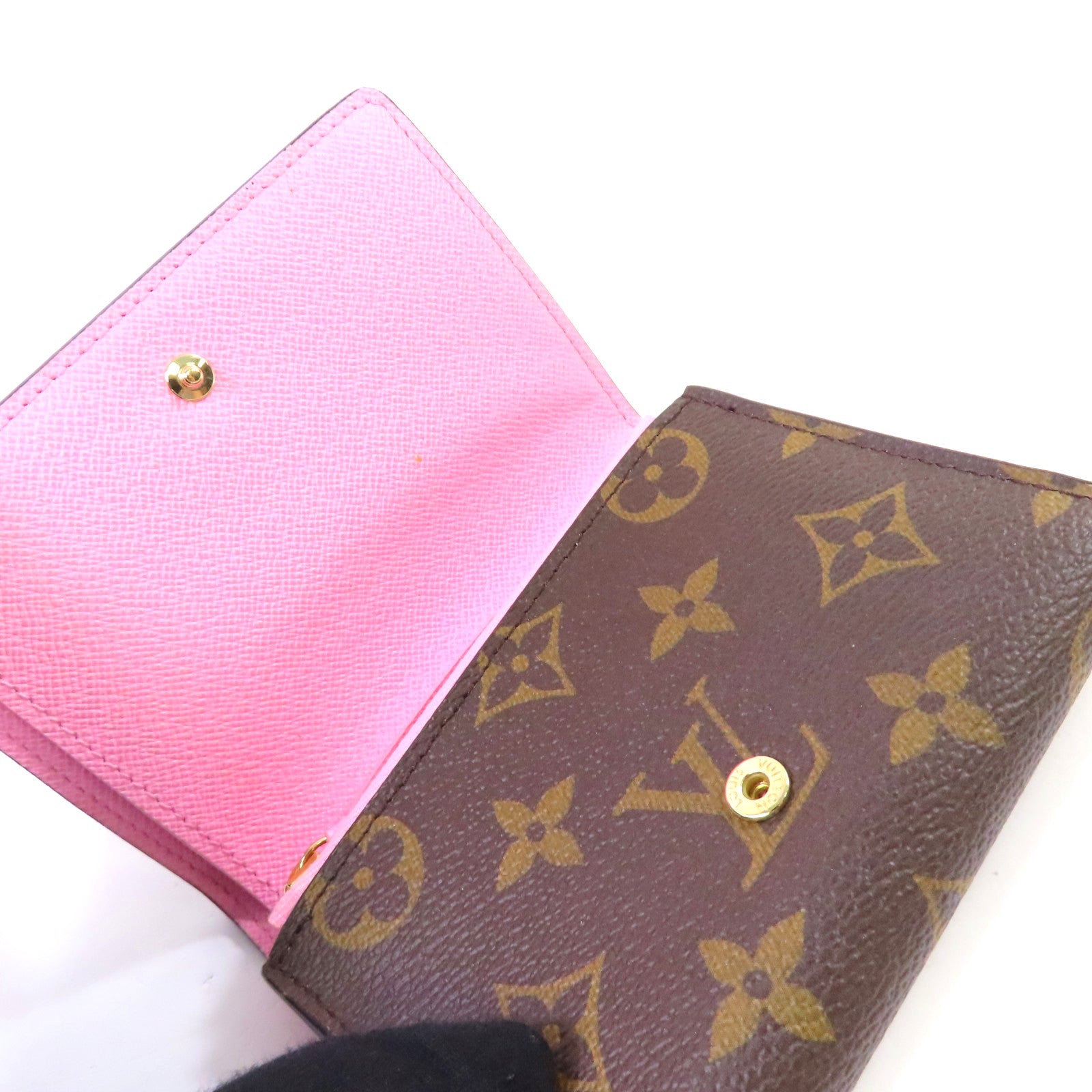 LOUIS VUITTON Monogram Victorine Vinvinne Wallet金扣短錢包啡色/粉紅色