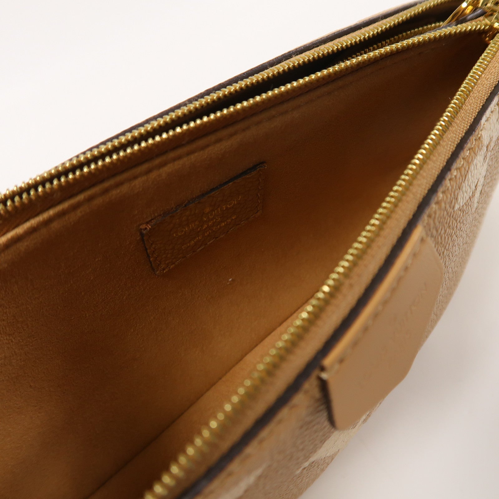 LOUIS VUITTON Monogram Empreinte Multi Pochette Accessoires金扣鏈帶手挽肩背兩用袋淺棕色/米色