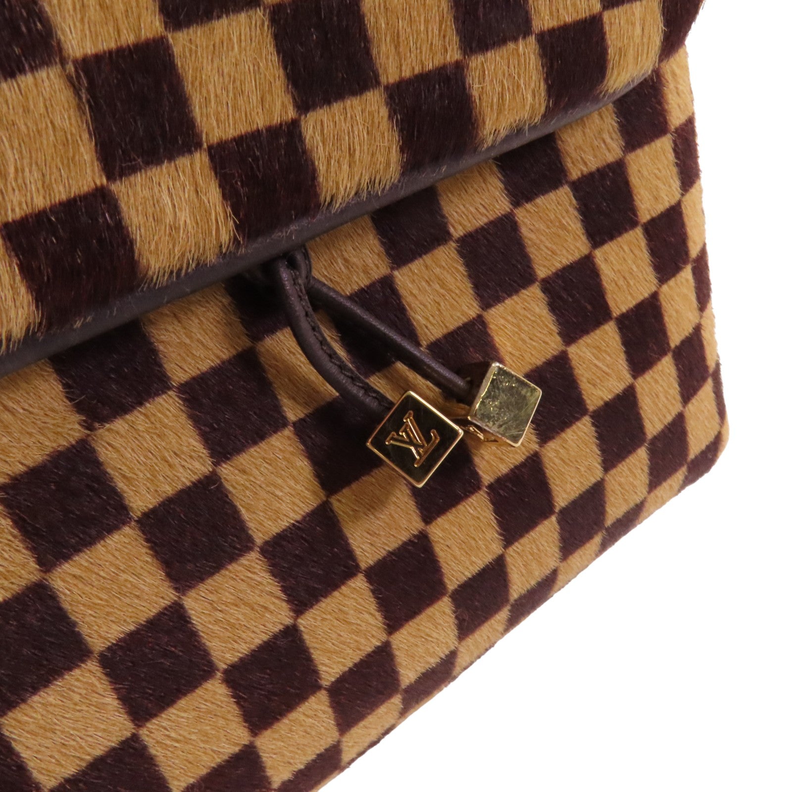 LOUIS VUITTON Damier Azur Pony Hair Sauvage Gazelle金扣肩背袋